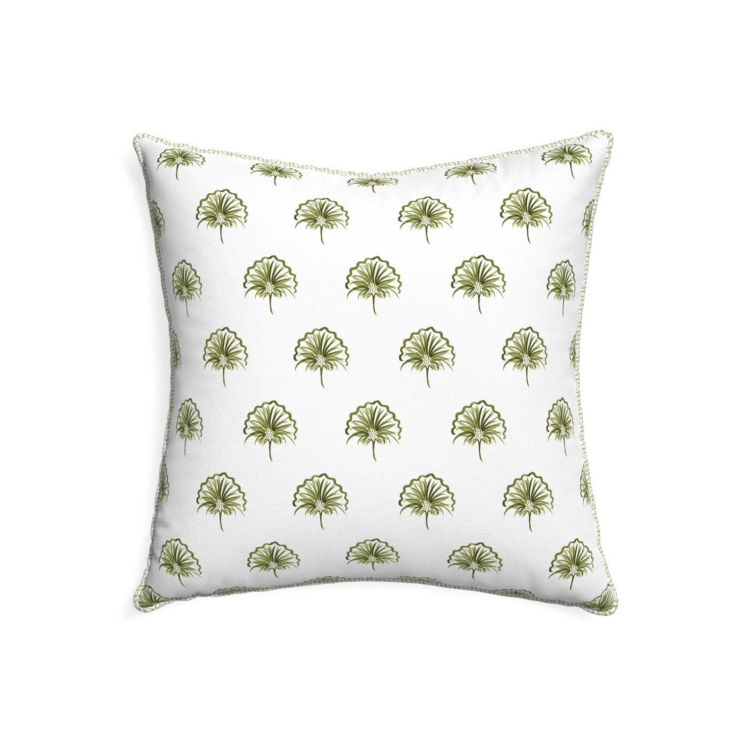 22-square penelope moss custom green floralpillow with l piping on white background