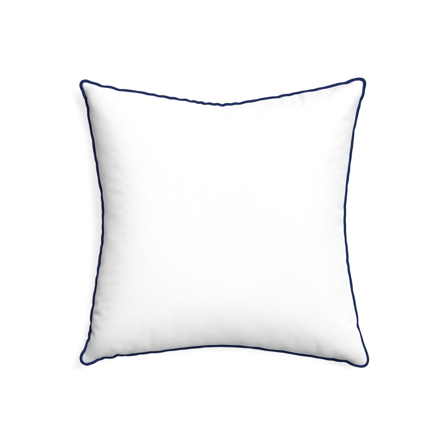 22-square snow custom white cottonpillow with midnight piping on white background