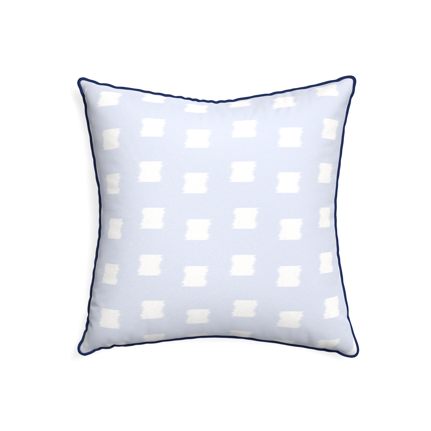 22-square denton custom sky blue patternpillow with midnight piping on white background