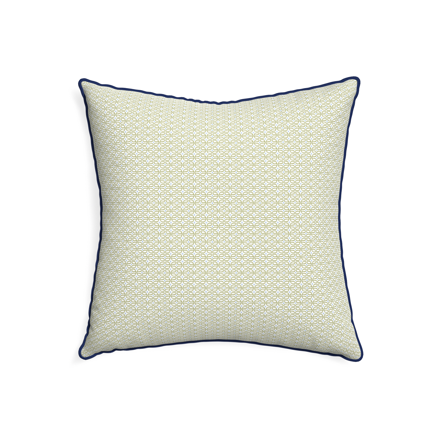 22-square loomi moss custom moss green geometricpillow with midnight piping on white background