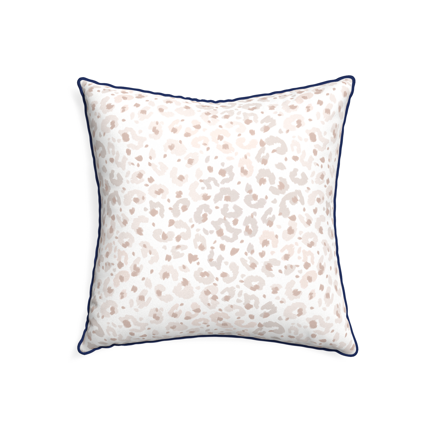 22-square rosie custom beige animal printpillow with midnight piping on white background