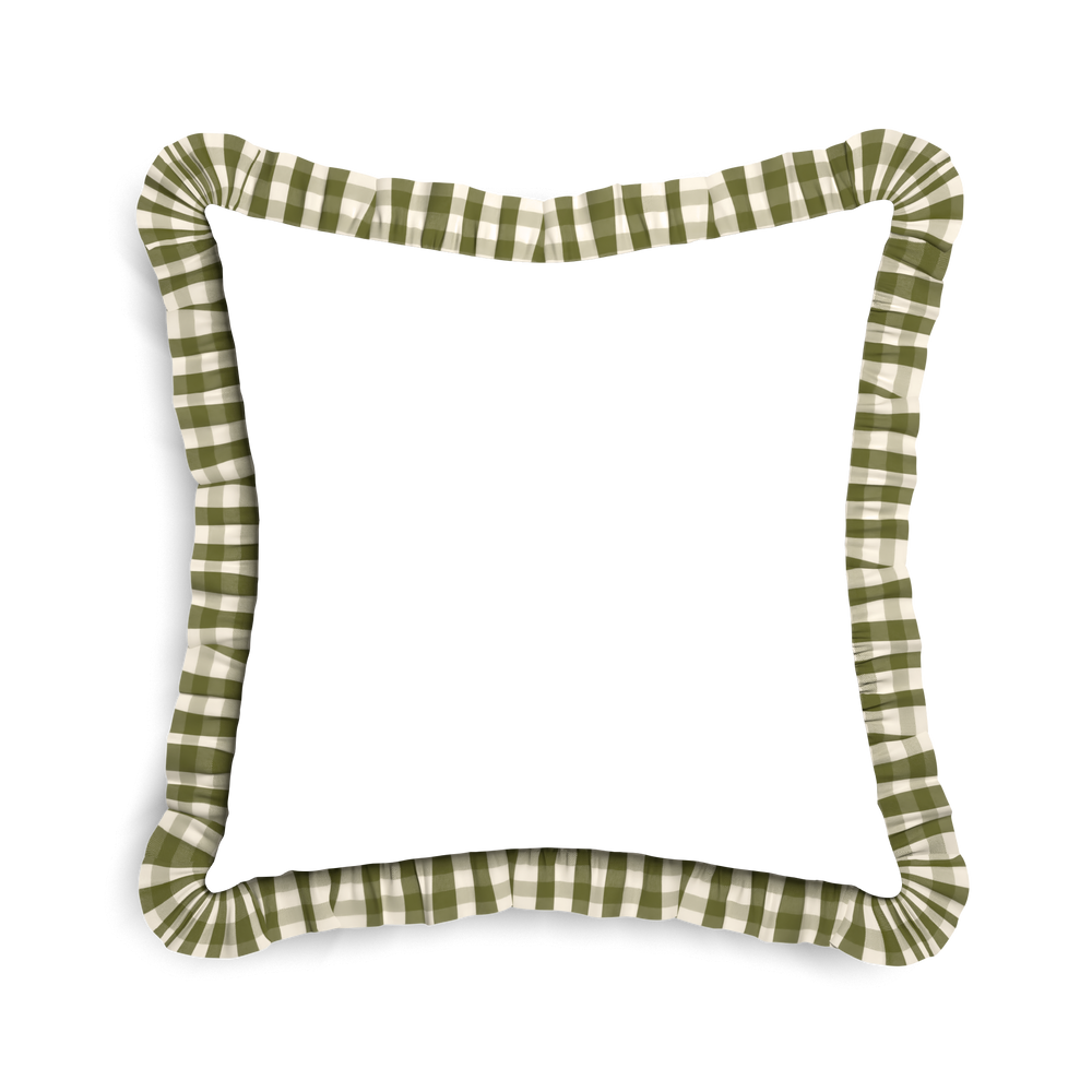 22-square ruby moss custom pillow with m on white background