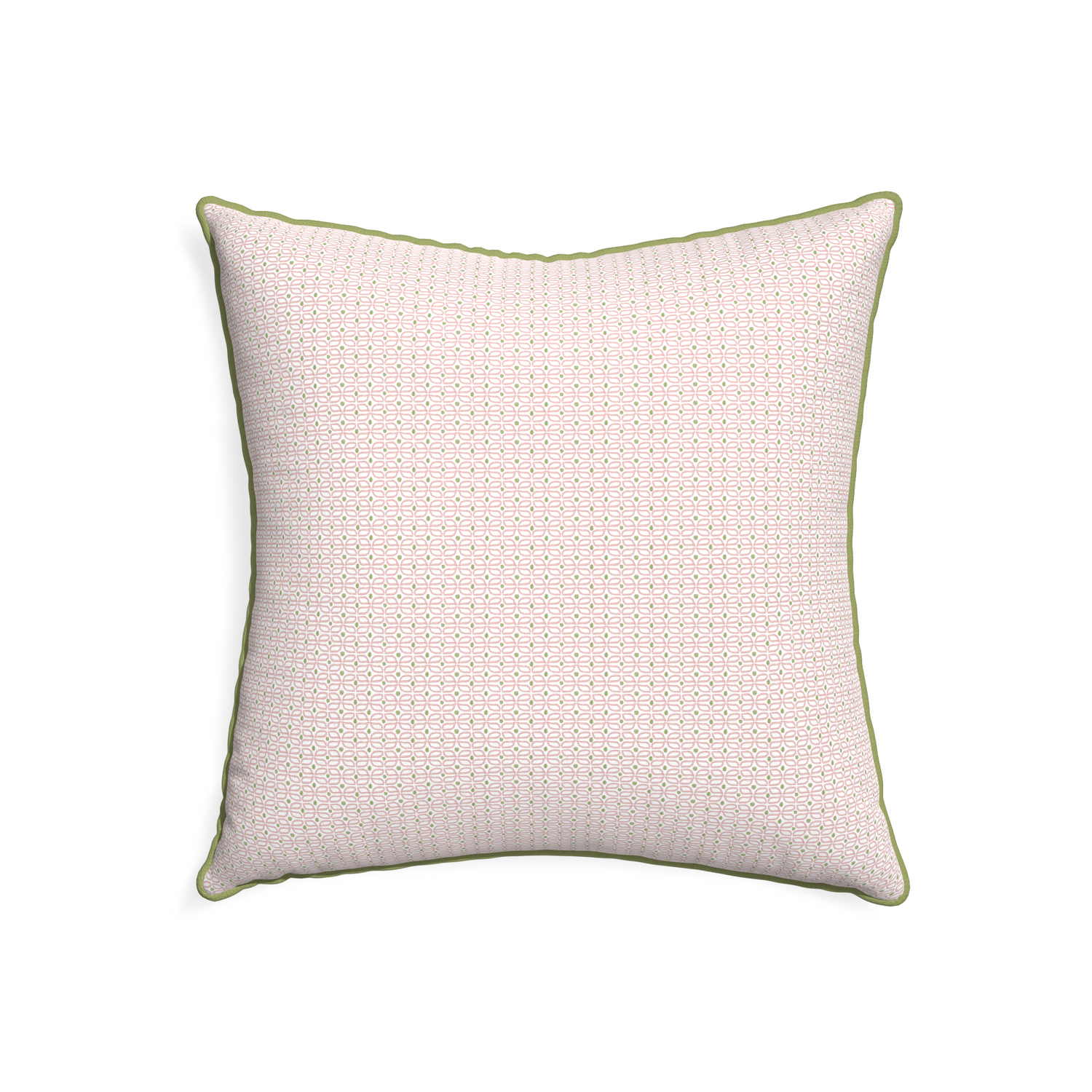 22-square loomi pink custom pink geometricpillow with moss piping on white background