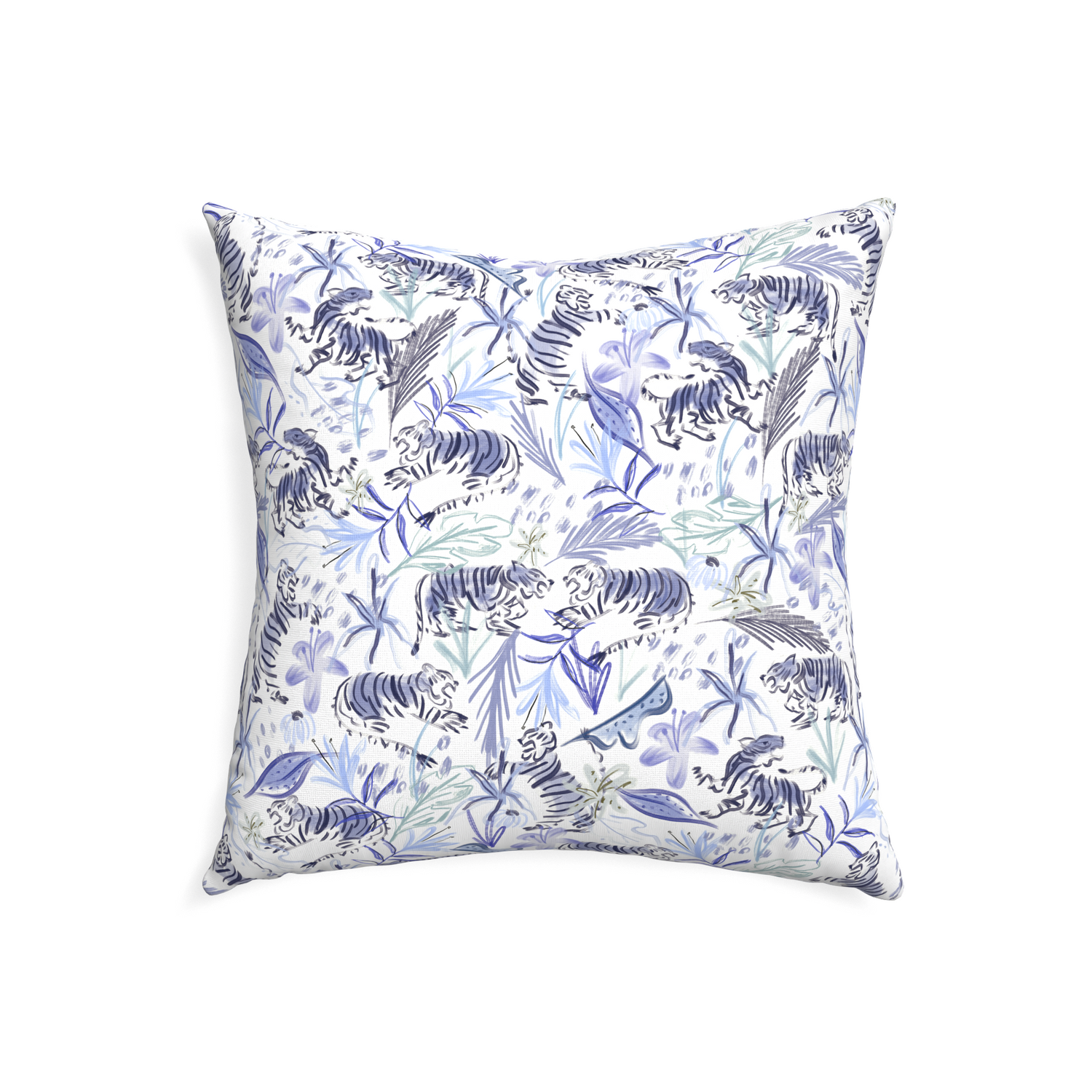22-square frida blue custom blue with intricate tiger designpillow with none on white background