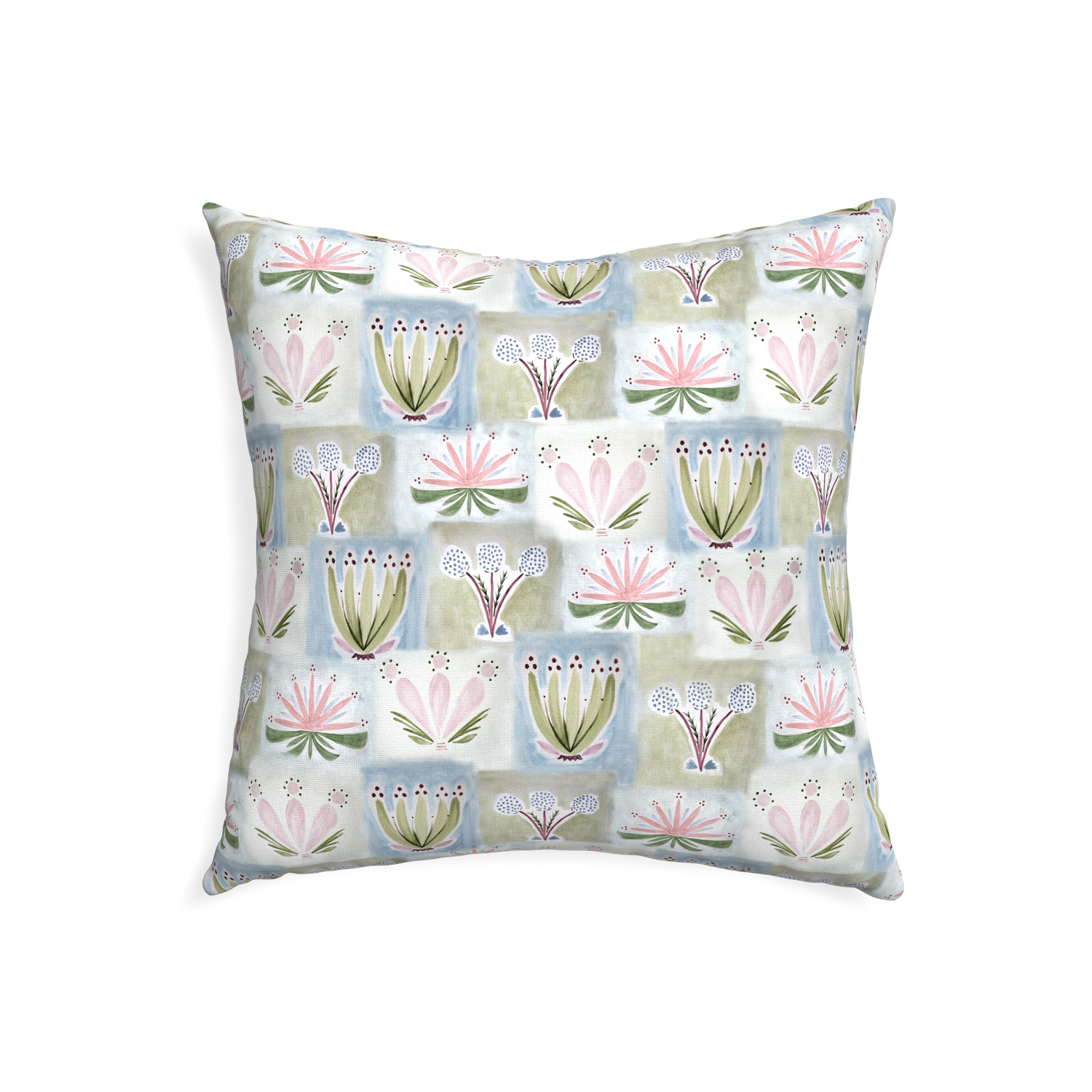 22-square harper custom hand-painted floralpillow with none on white background