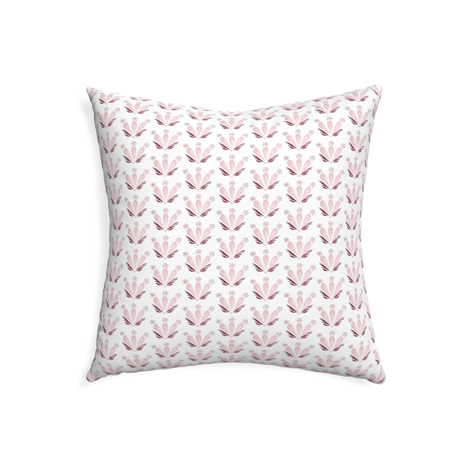 22-square serena pink custom pink & burgundy drop repeat floralpillow with none on white background
