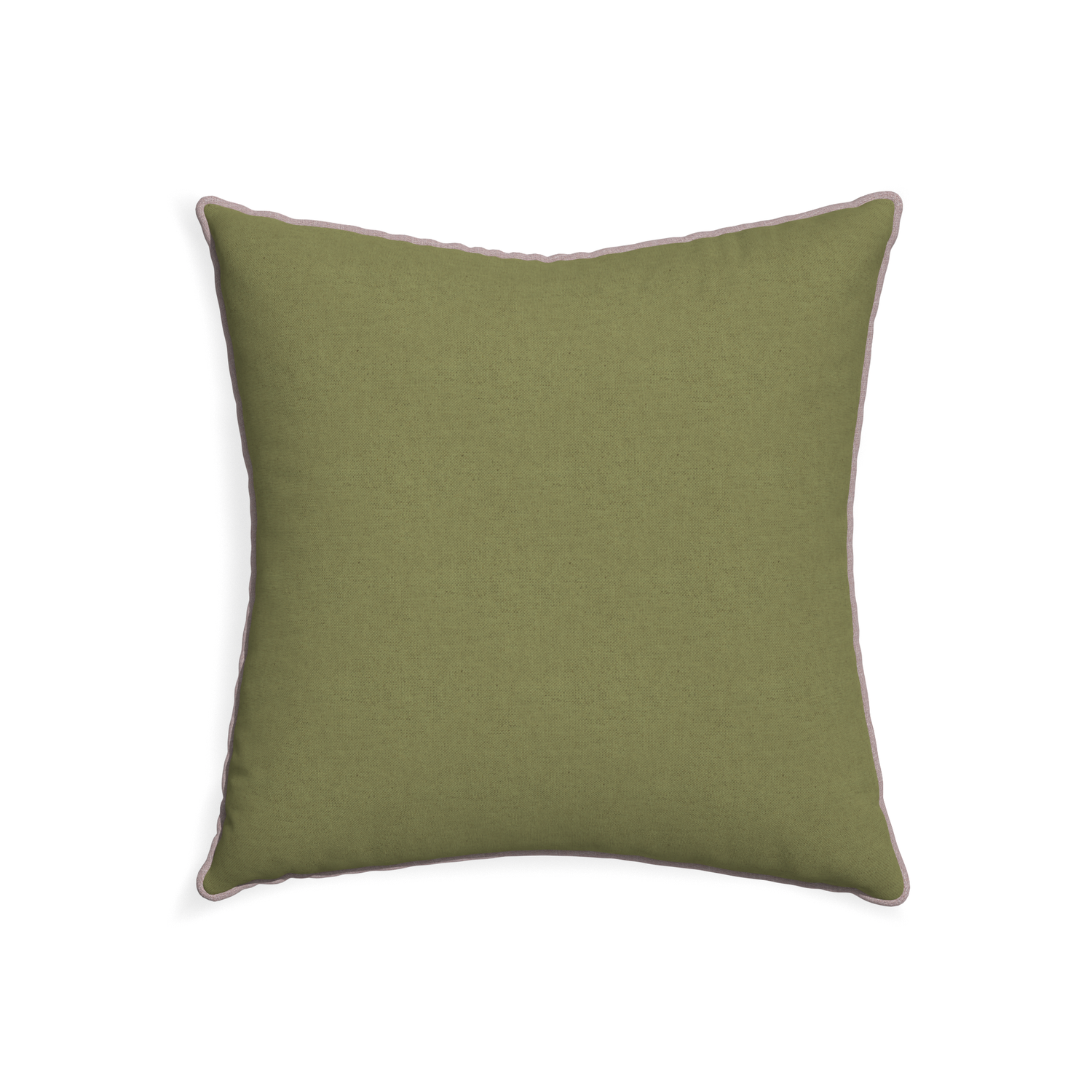22-square moss custom moss greenpillow with orchid piping on white background