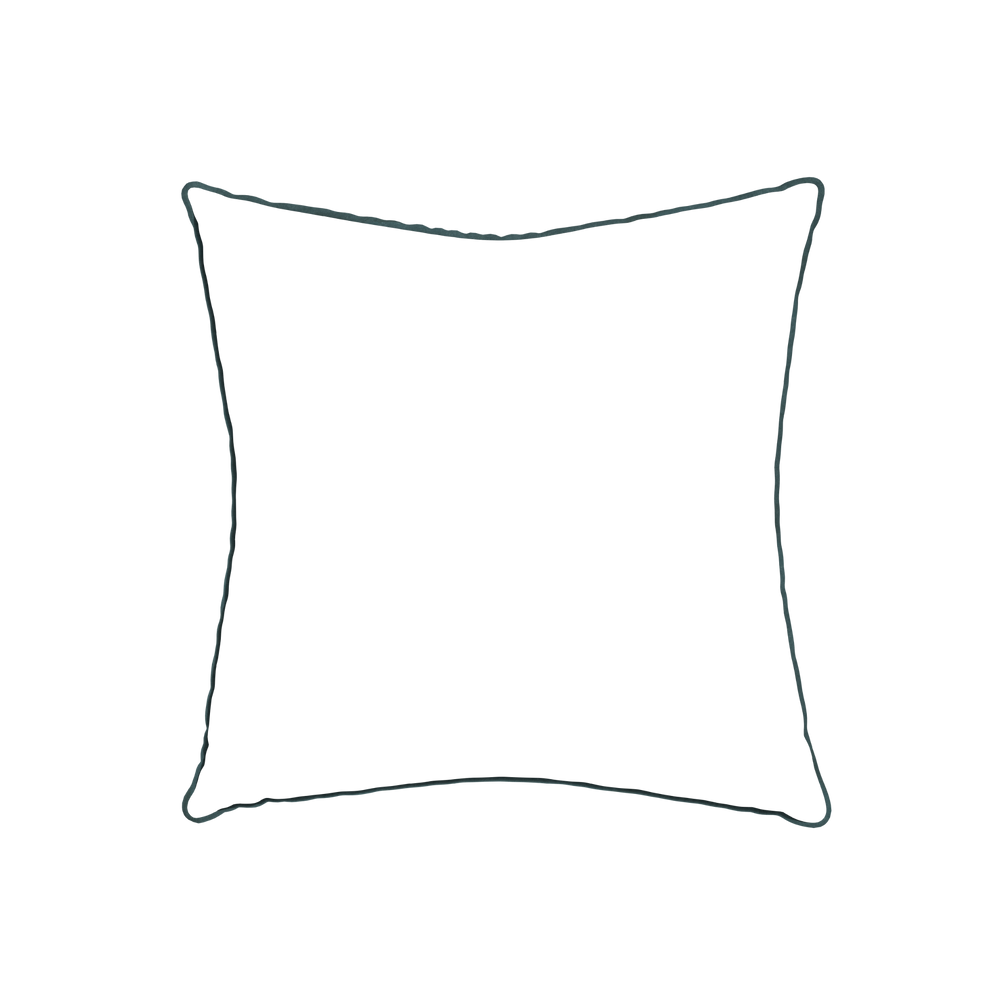 22-square ruby moss custom pillow with p piping on white background