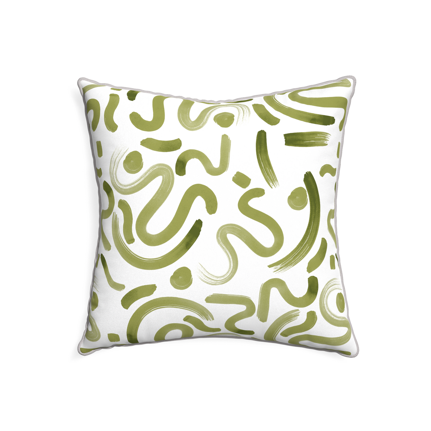 22-square hockney moss custom moss greenpillow with pebble piping on white background