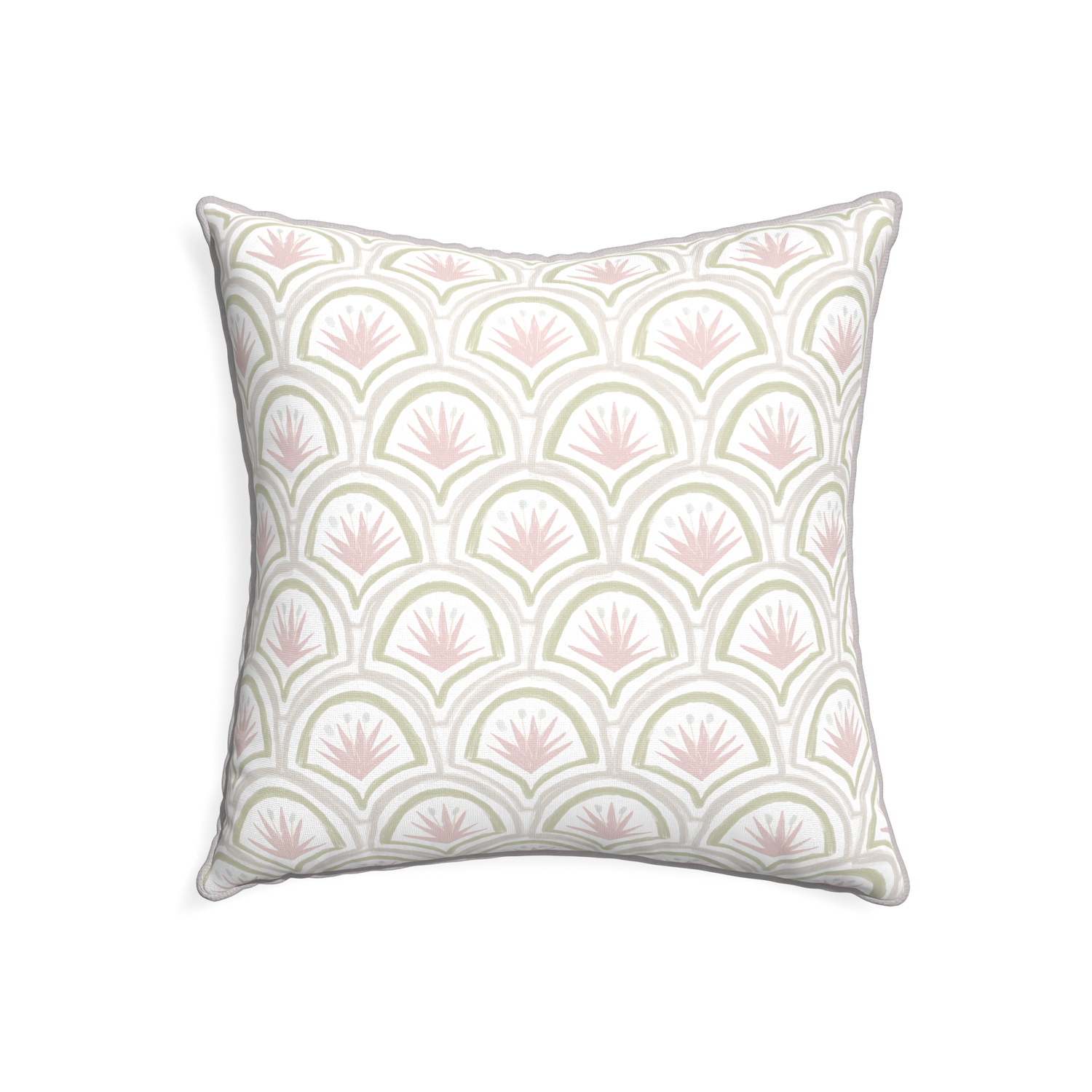 22-square thatcher rose custom pink & green palmpillow with pebble piping on white background