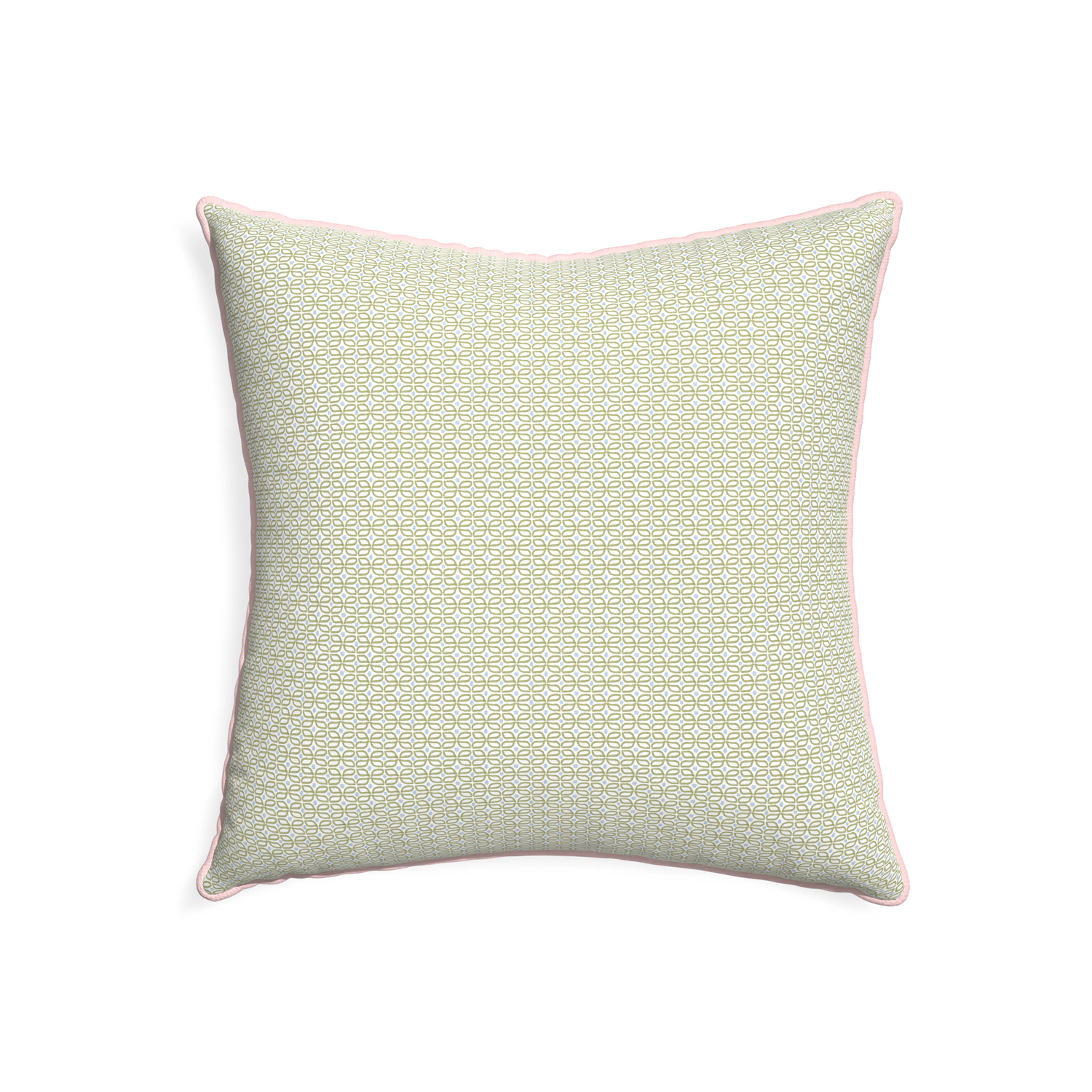 22-square loomi moss custom moss green geometricpillow with petal piping on white background