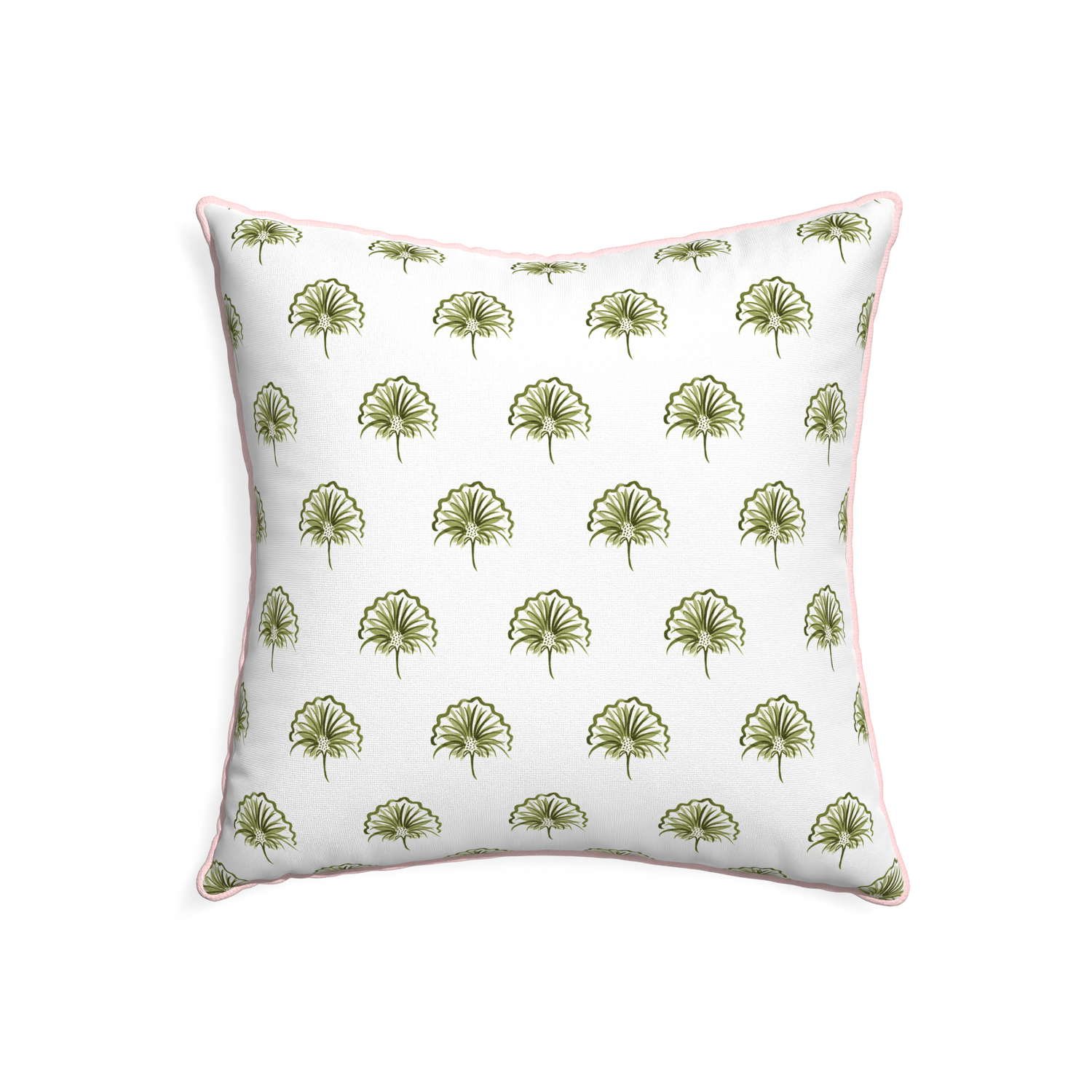 22-square penelope moss custom green floralpillow with petal piping on white background