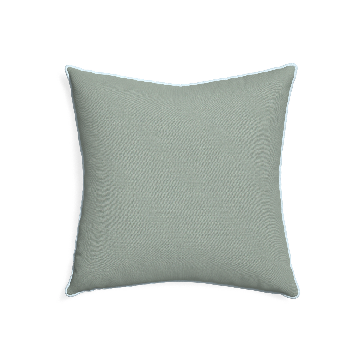 22-square sage custom sage green cottonpillow with powder piping on white background