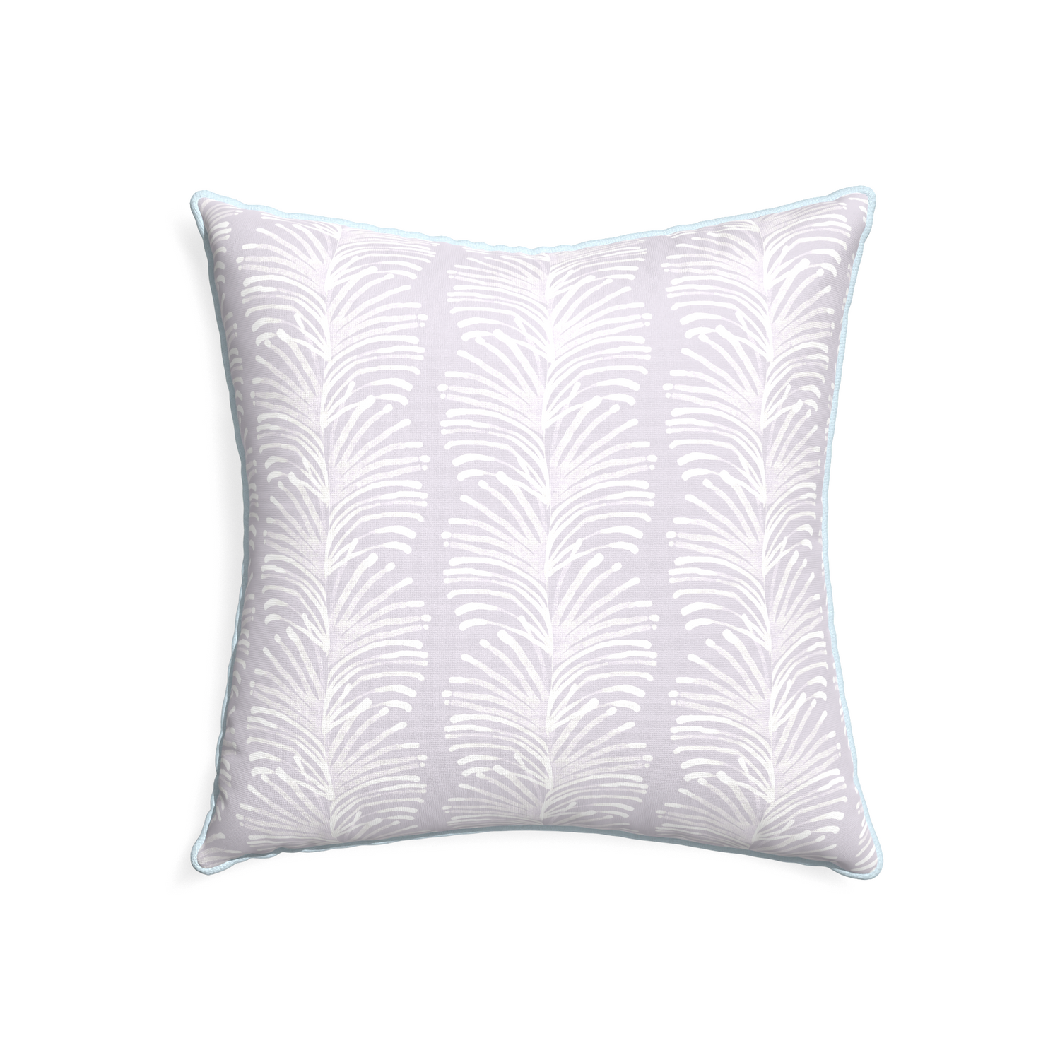 22-square emma lavender custom lavender botanical stripepillow with powder piping on white background