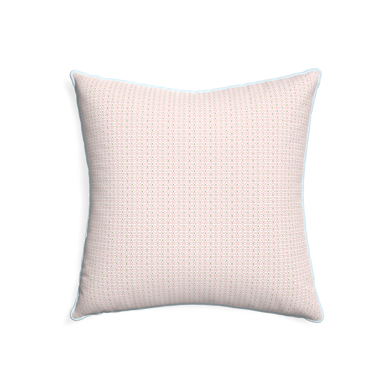 22-square loomi pink custom pink geometricpillow with powder piping on white background