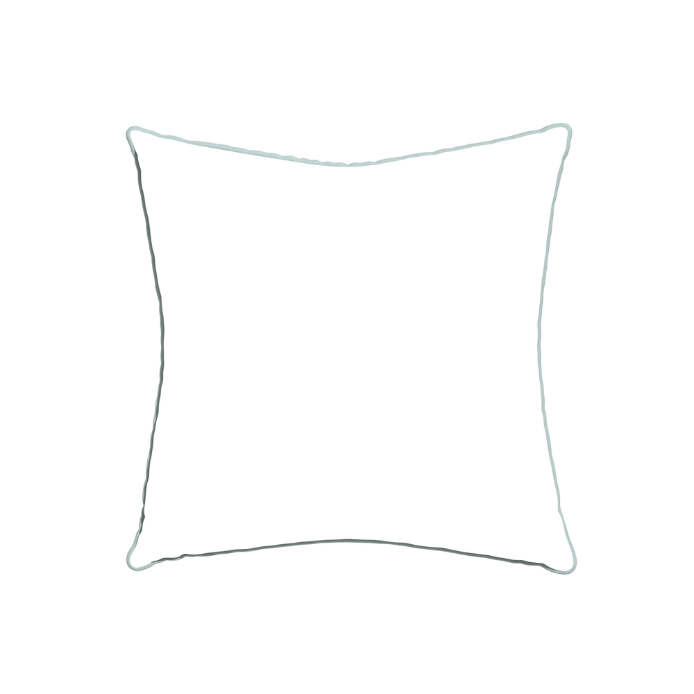 22-square ruby moss custom pillow with powder piping on white background