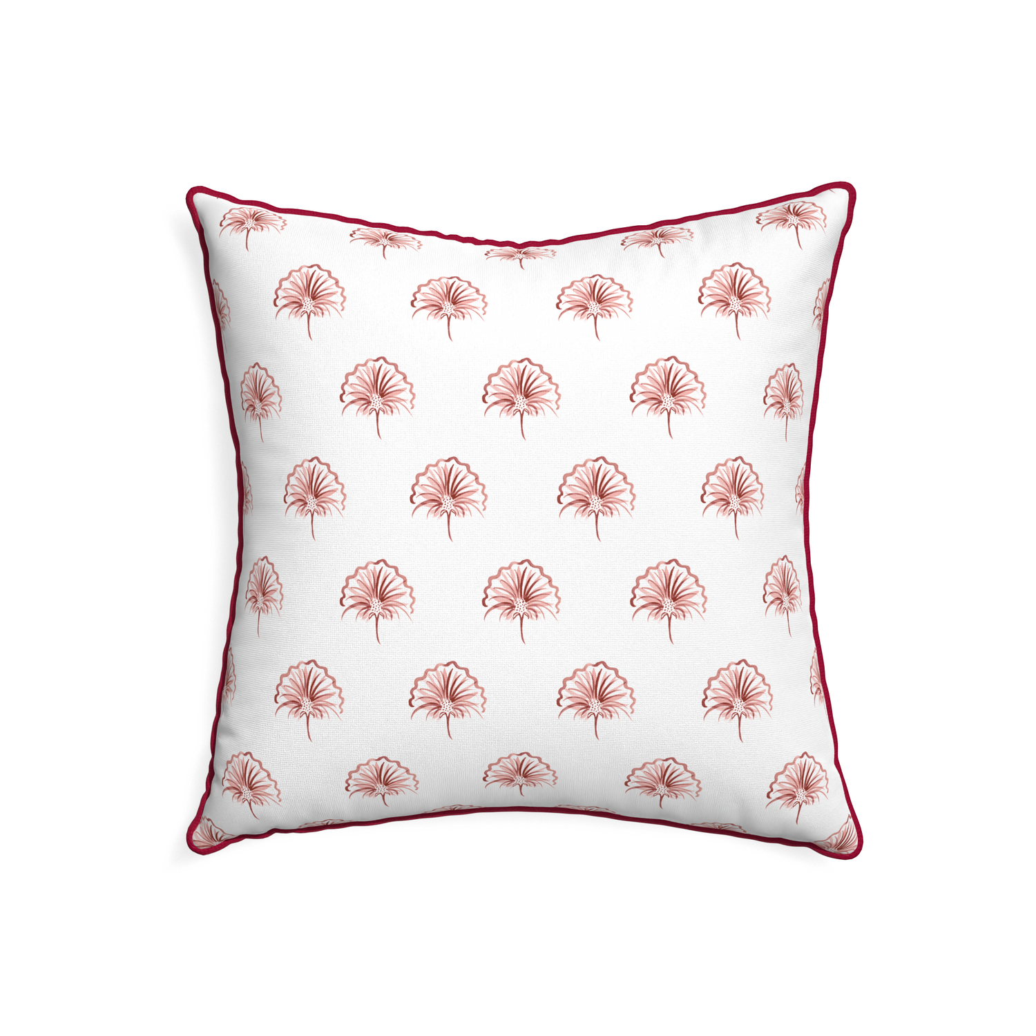 22-square penelope rose custom floral pinkpillow with raspberry piping on white background