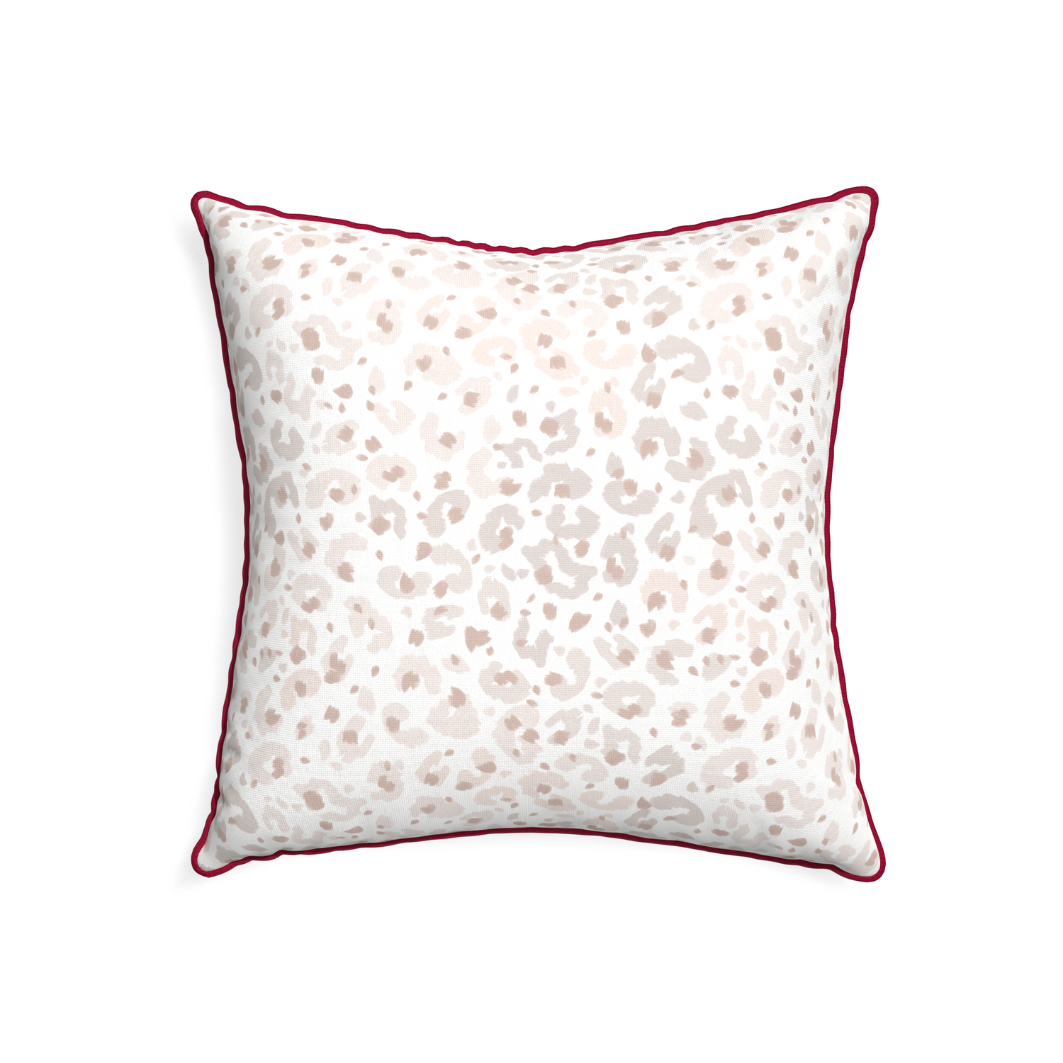 22-square rosie custom beige animal printpillow with raspberry piping on white background