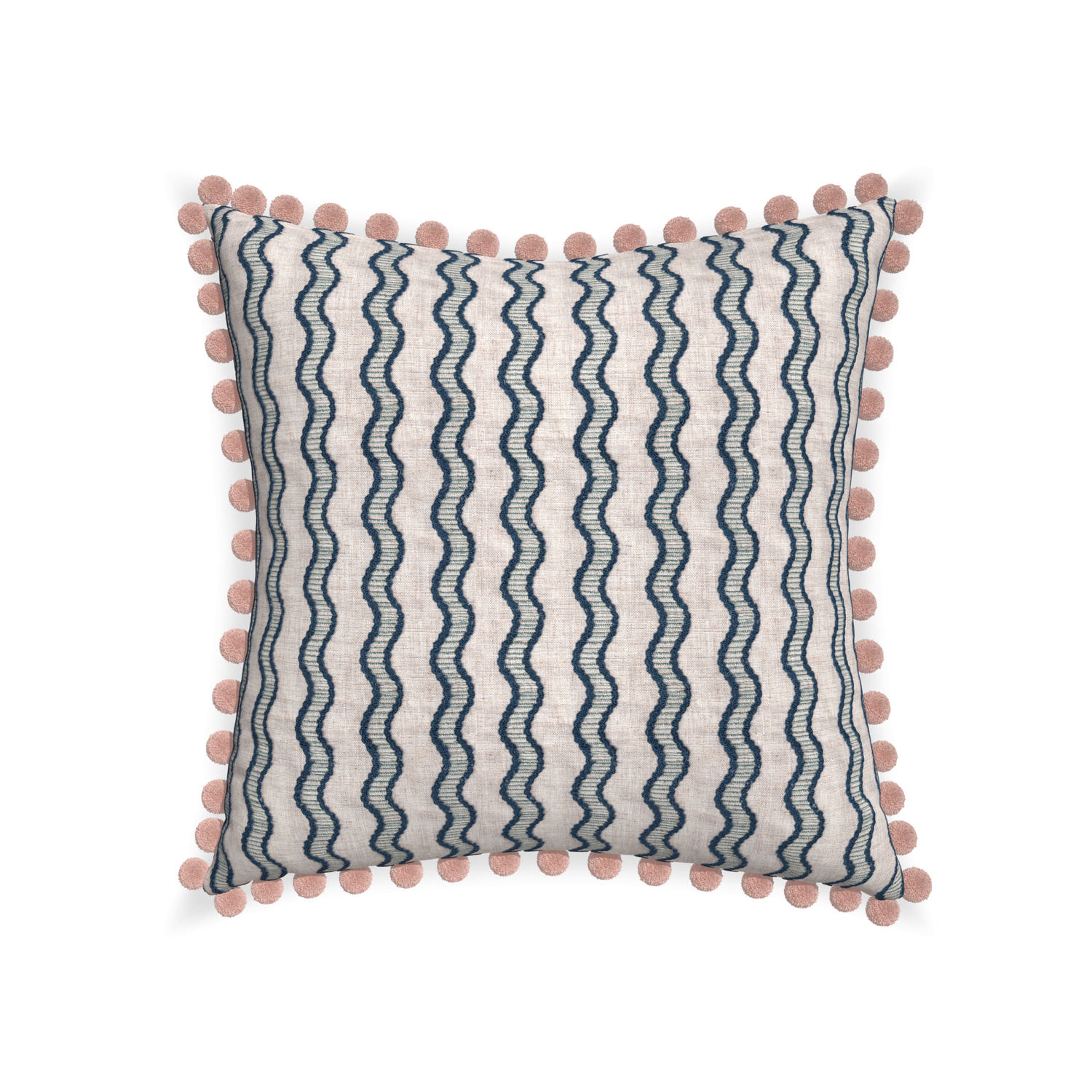 22-square beatrice custom embroidered wavepillow with rose pom pom on white background