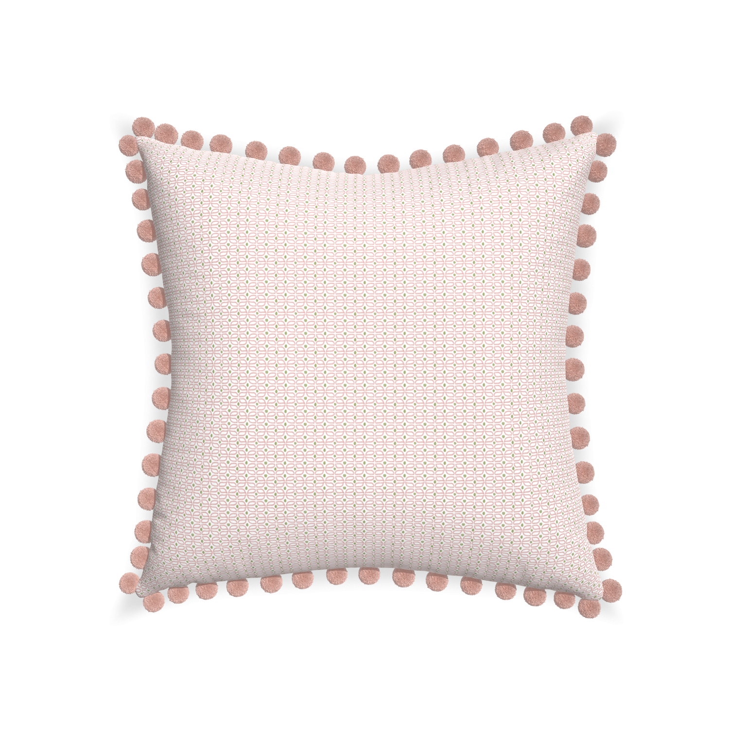 22-square loomi pink custom pink geometricpillow with rose pom pom on white background
