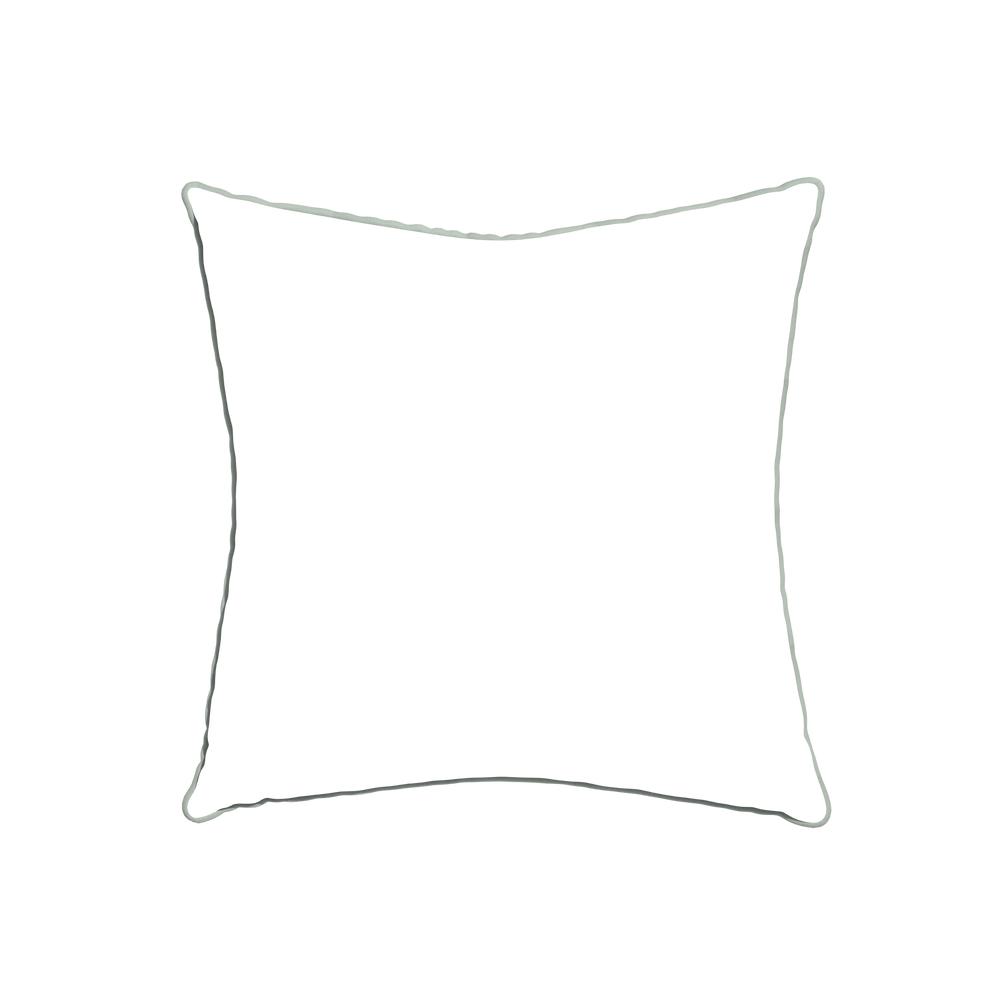 22-square ruby moss custom pillow with sage piping on white background