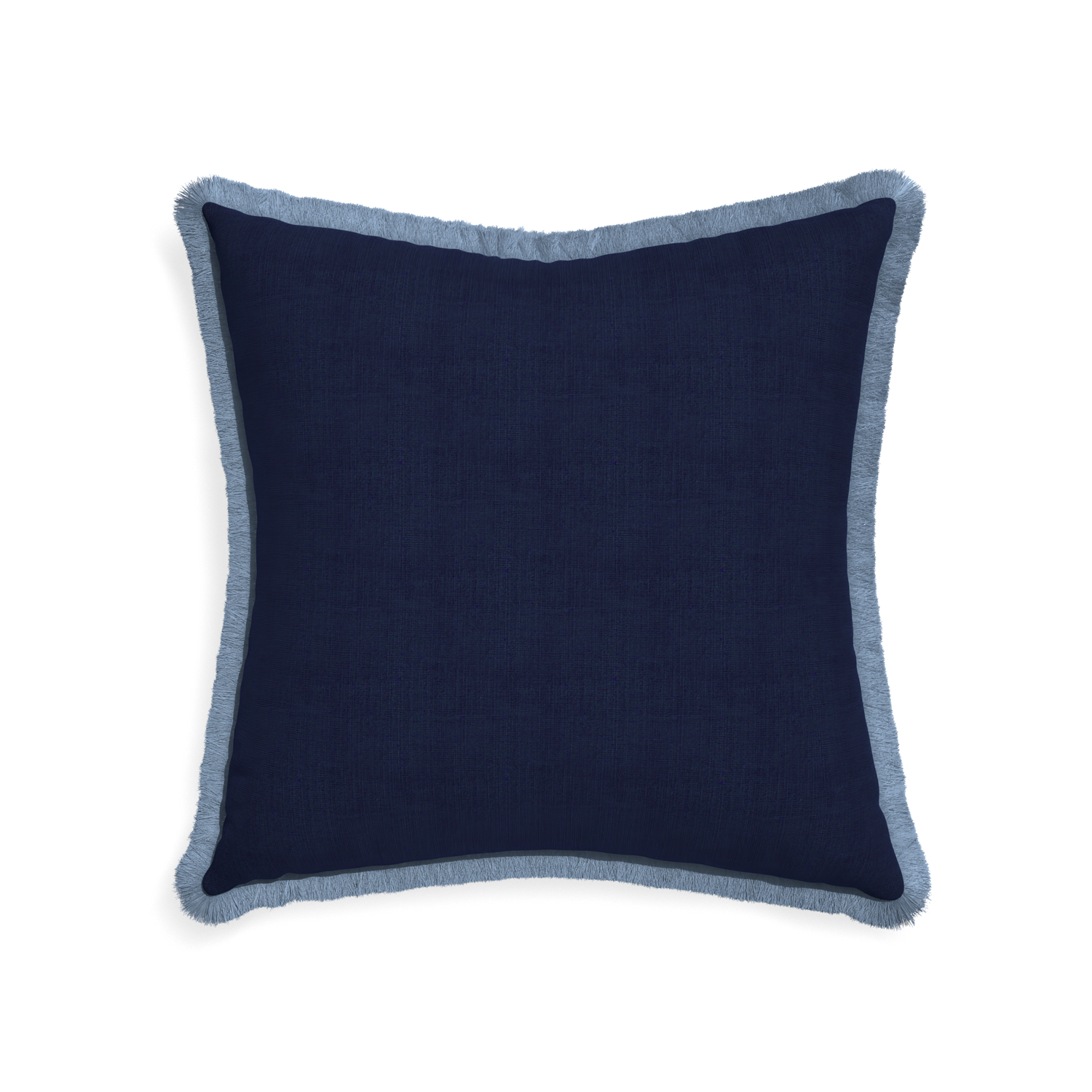22-square midnight custom navy bluepillow with sky fringe on white background