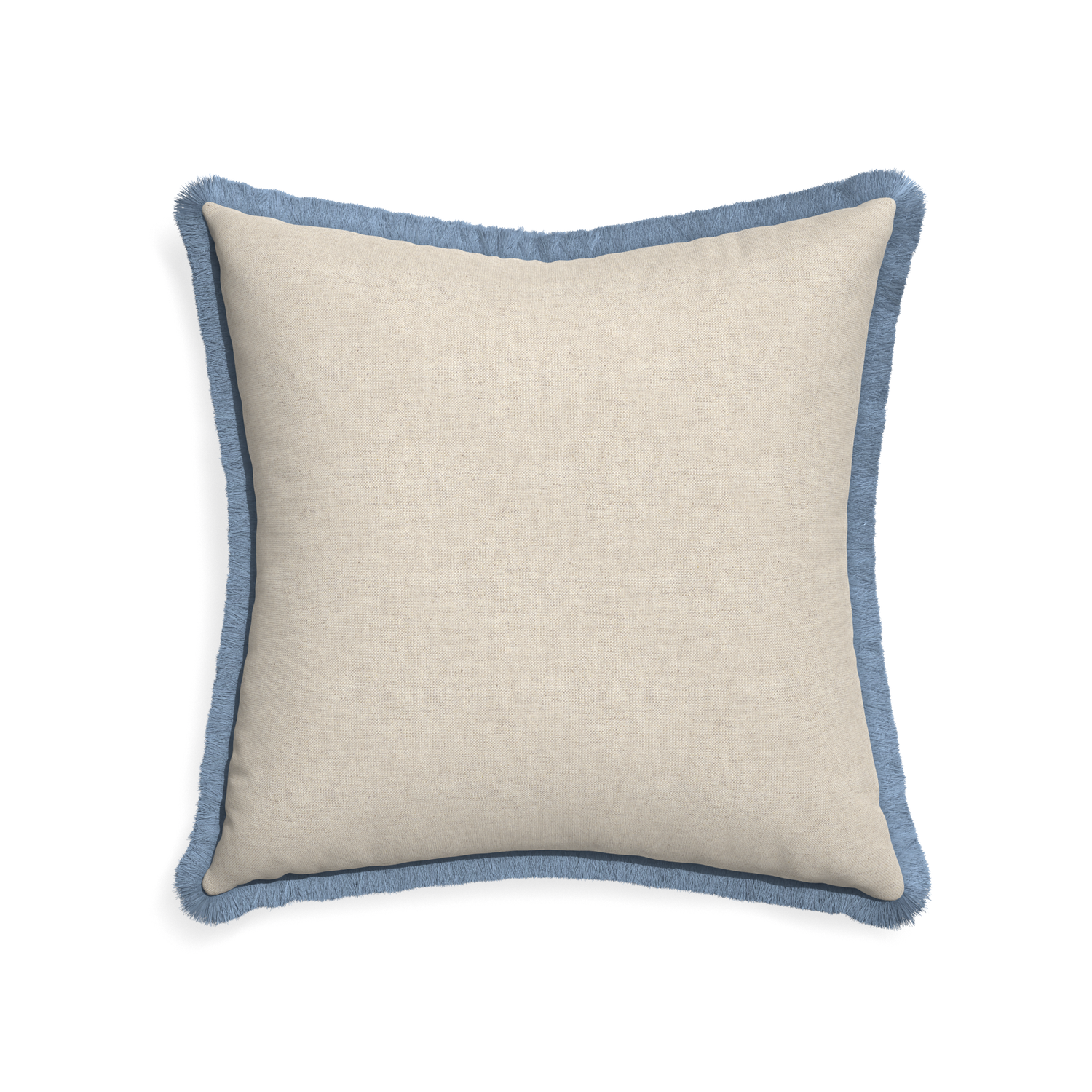 22-square oat custom light brownpillow with sky fringe on white background