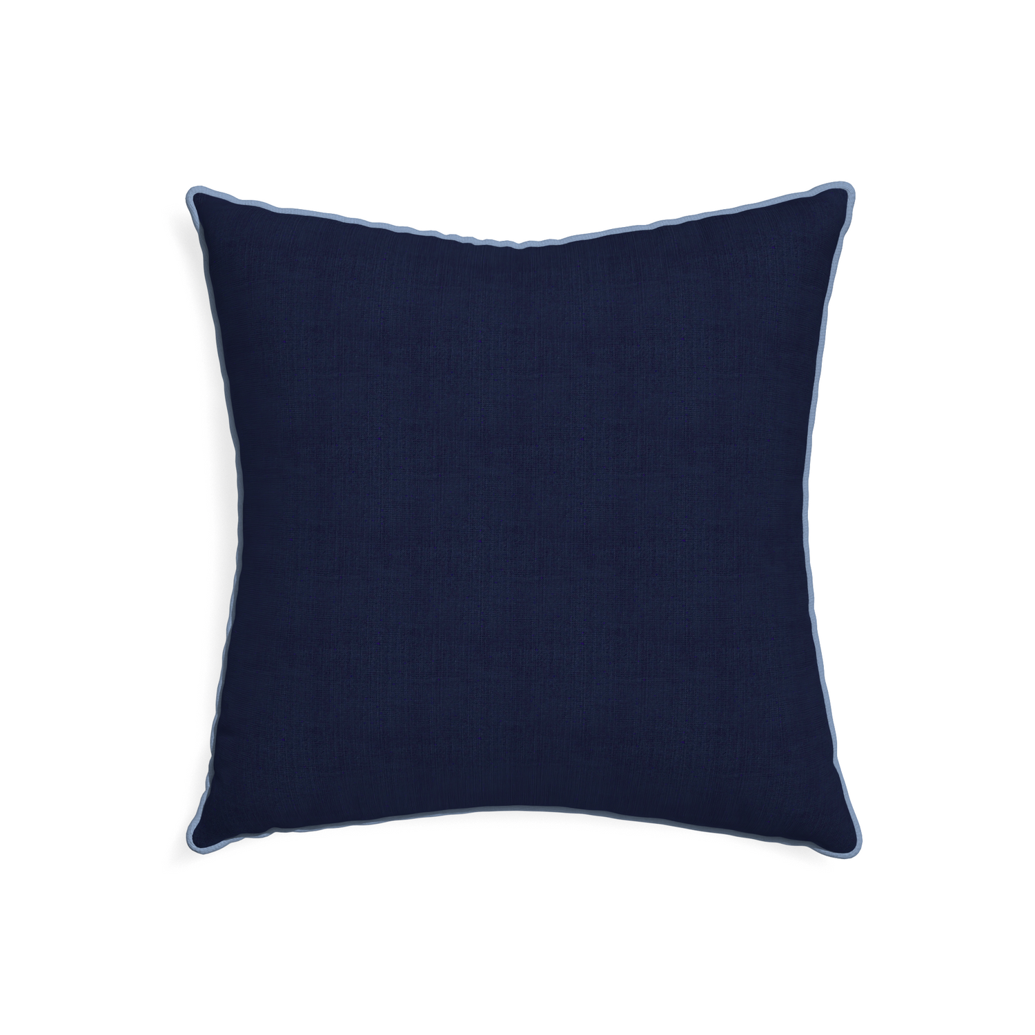 22-square midnight custom navy bluepillow with sky piping on white background