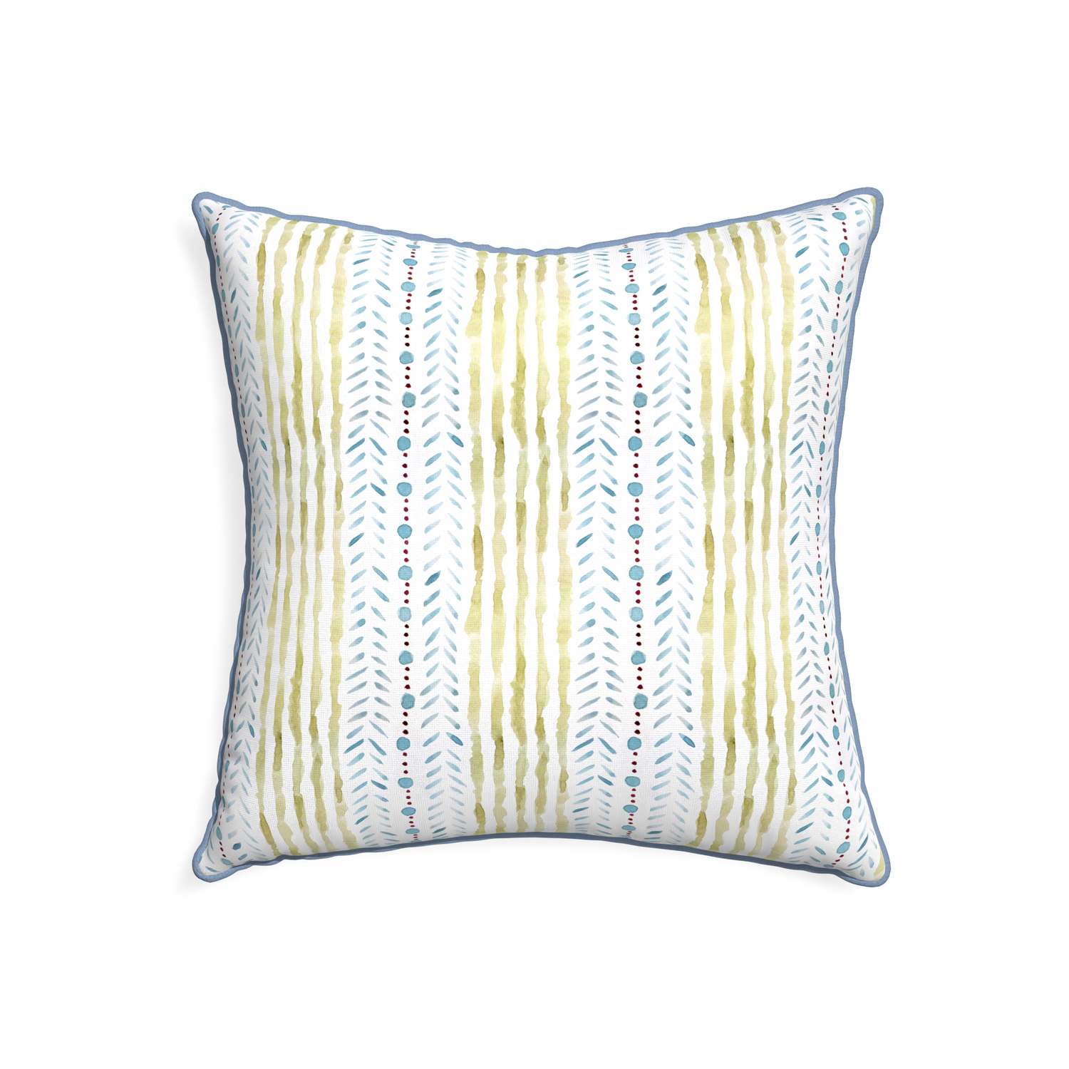 22-square julia custom blue & green stripedpillow with sky piping on white background