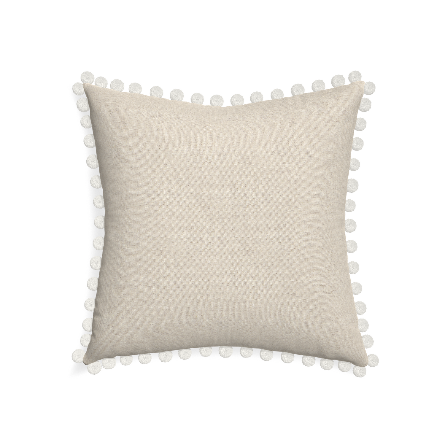 22-square oat custom light brownpillow with snow pom pom on white background
