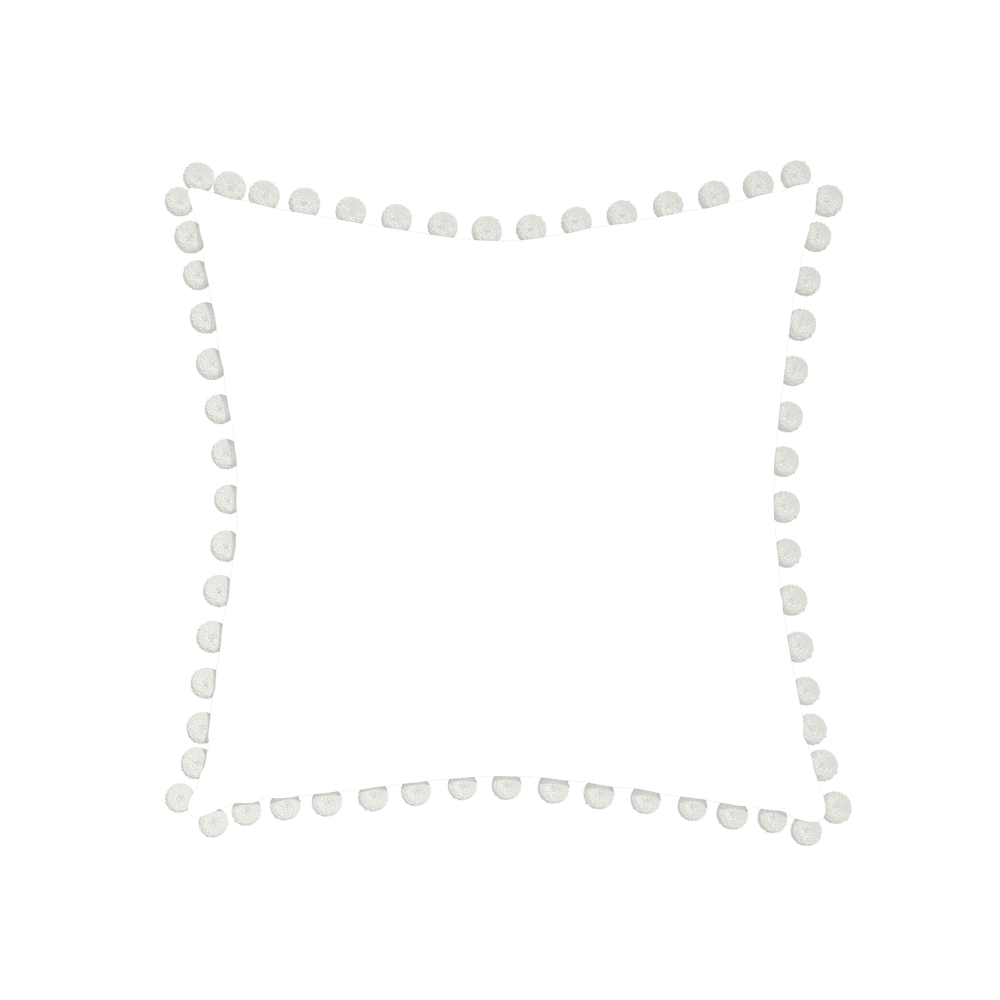 22-square ruby moss custom pillow with snow pom pom on white background