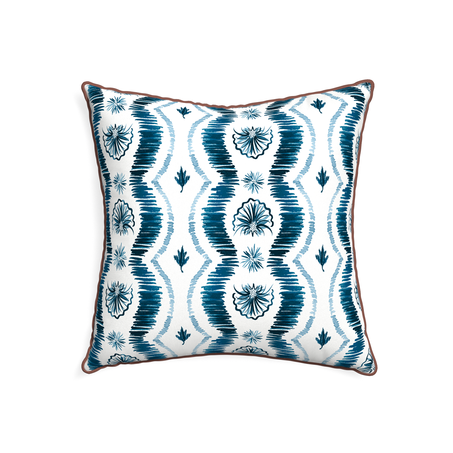 22-square alice custom blue ikatpillow with w piping on white background