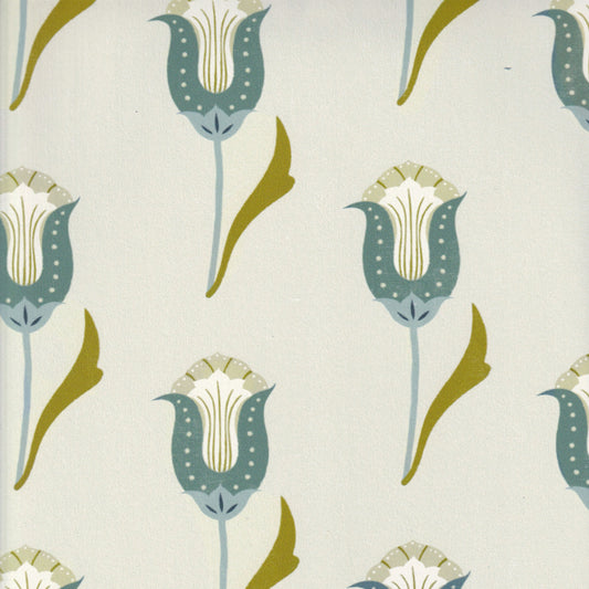 Abstract floral blue and green wallpaper swatch