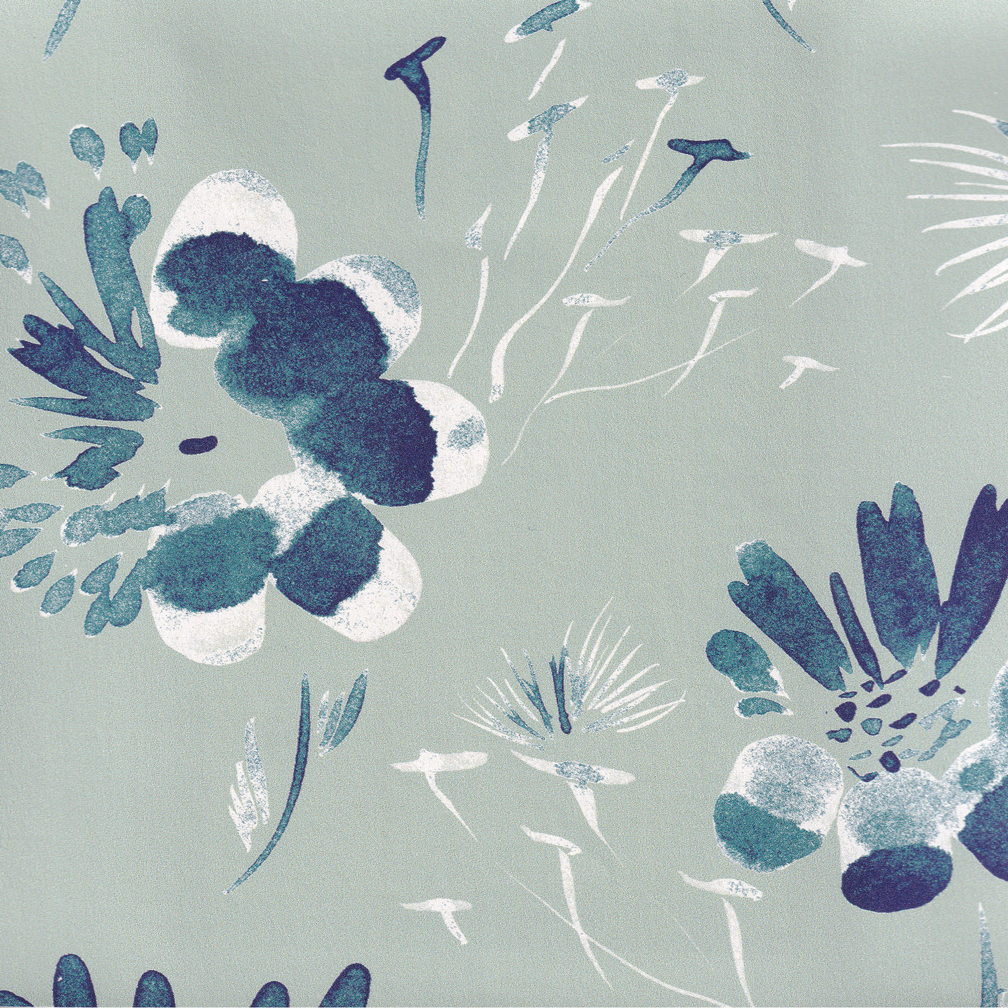 Blake Mint custom sheer curtains with bold watercolor teal flowers on a chic mint backdrop by Pepper Home