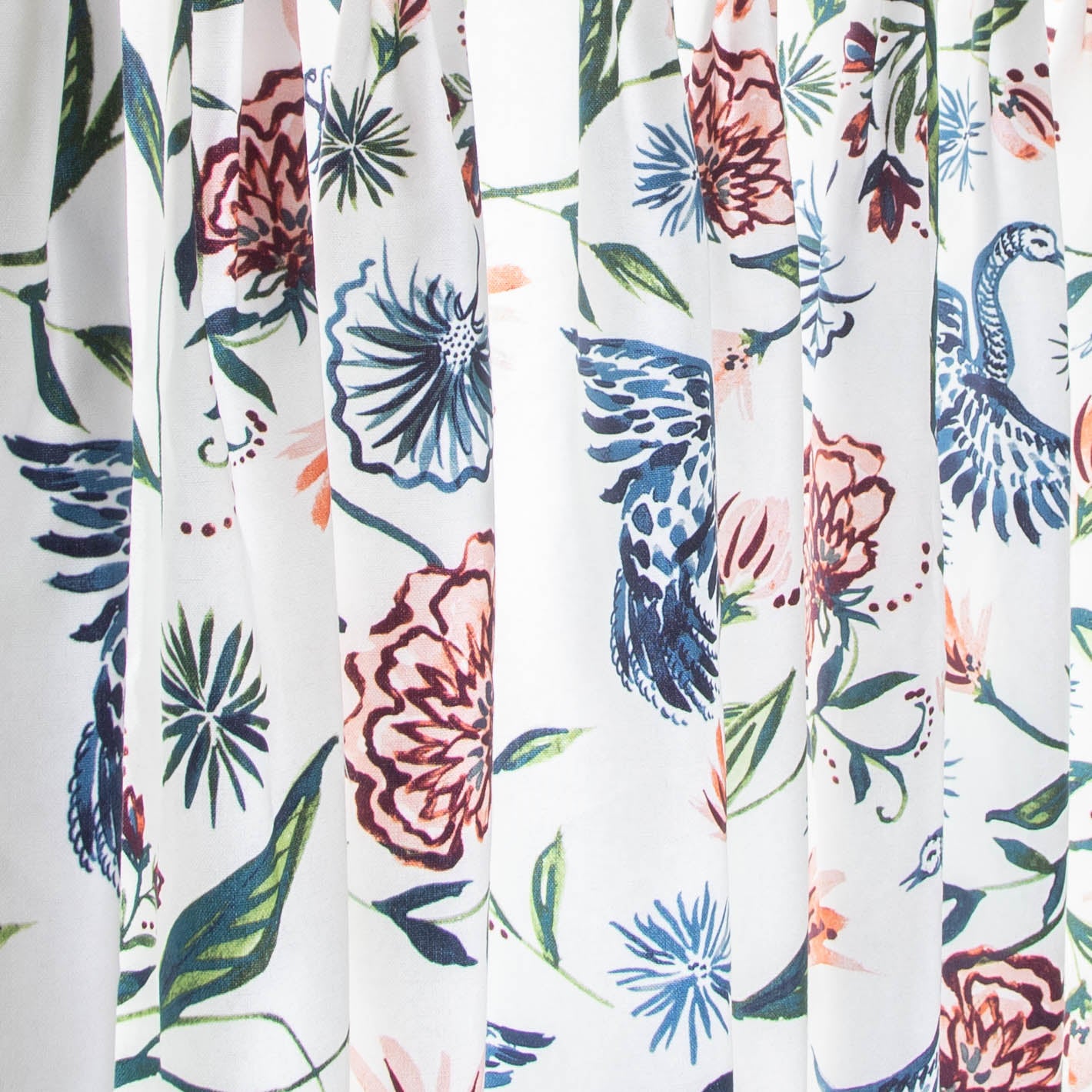 close up of cream chinoiserie curtain