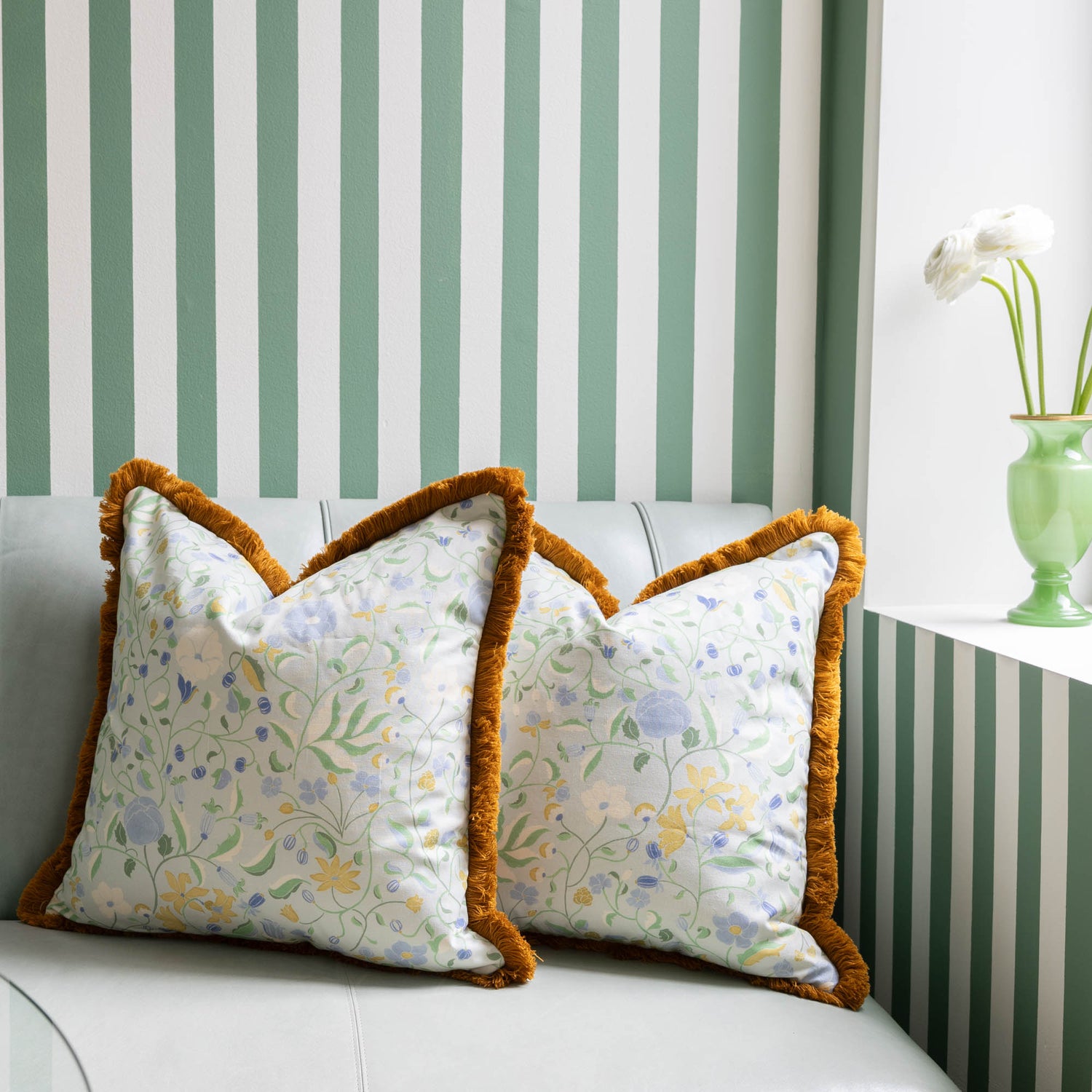 Lulie Eggshell decorative pillow with custom floral design by Pepper Home, perfect for brightening up any living space.