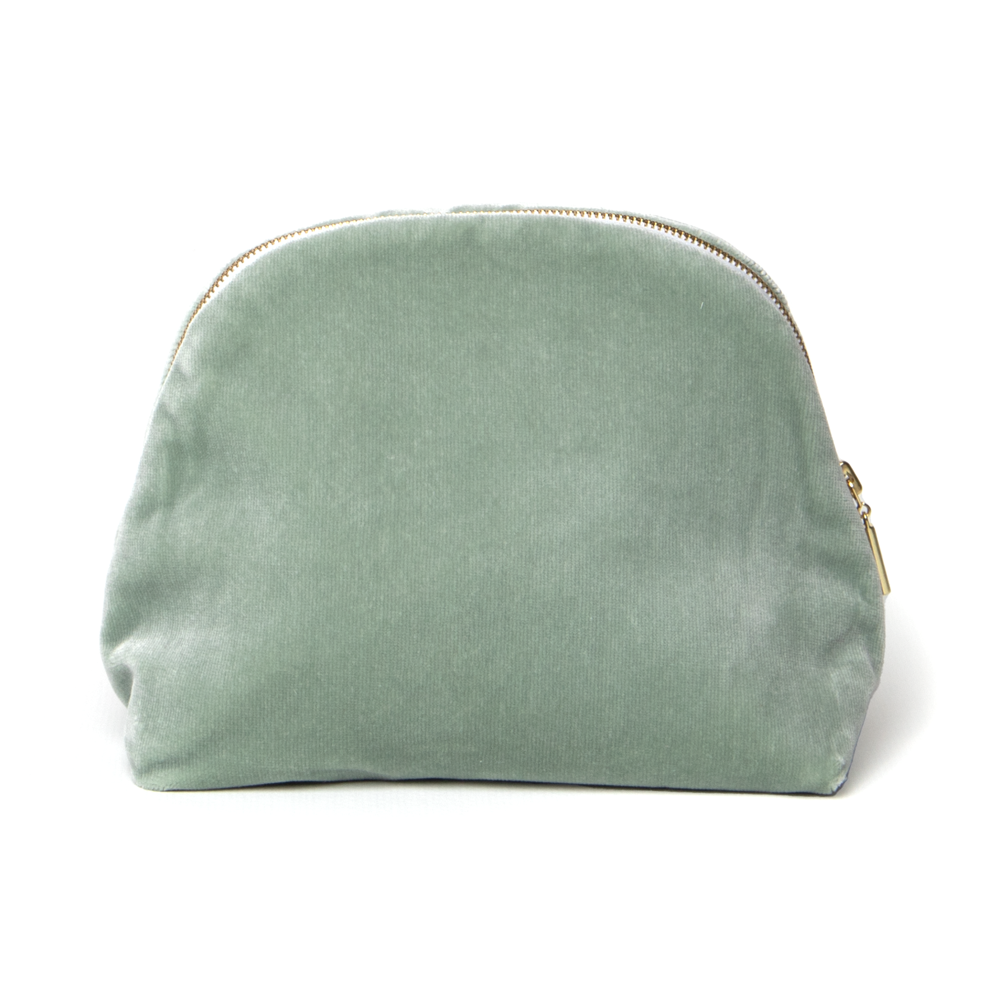 Blue Green Velvet Pouch with gold zipper