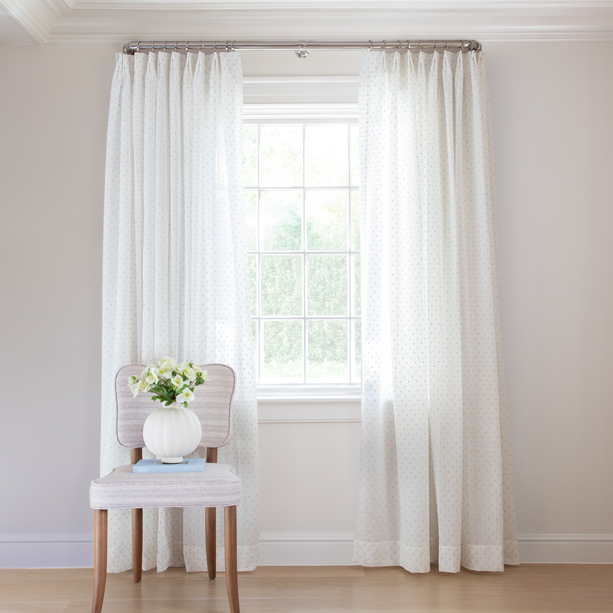 Sheer Blue Polka Dot Curtains | Pepper Home, image size:2000x2001