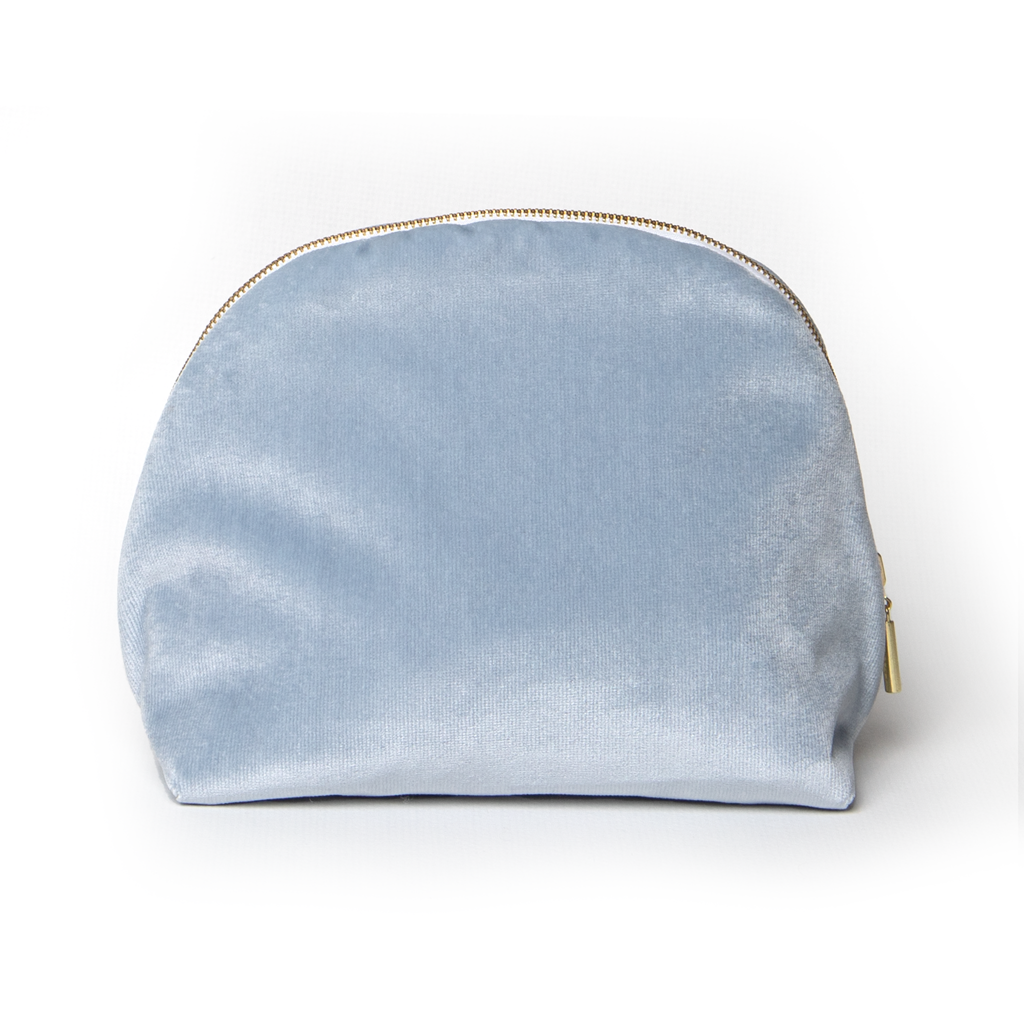 Sky Velvet Pouch with gold zipper
