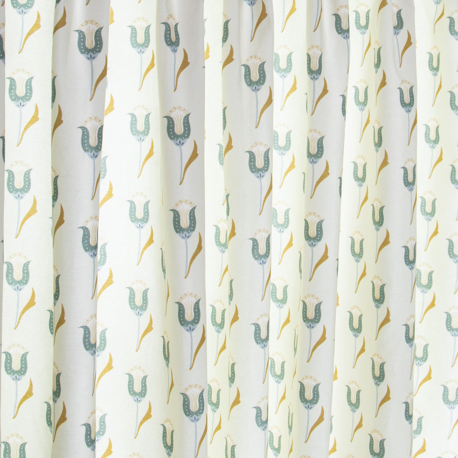 close up of abstract floral blue printed cotton fabric