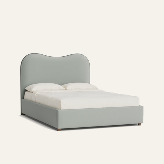 FEATURED: Queen / Wood Base / Smoke / Fern Velvet Welt