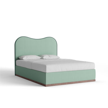 FEATURED: Queen / Wood Base / Smoke / Fern Velvet Welt