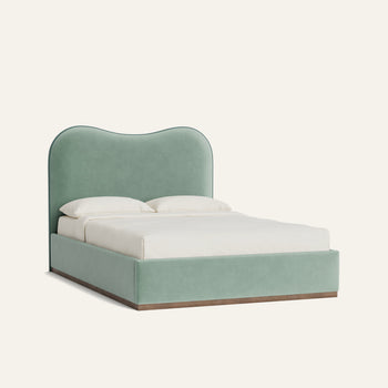 FEATURED: Queen / Wood Base / Smoke / Fern Velvet Welt