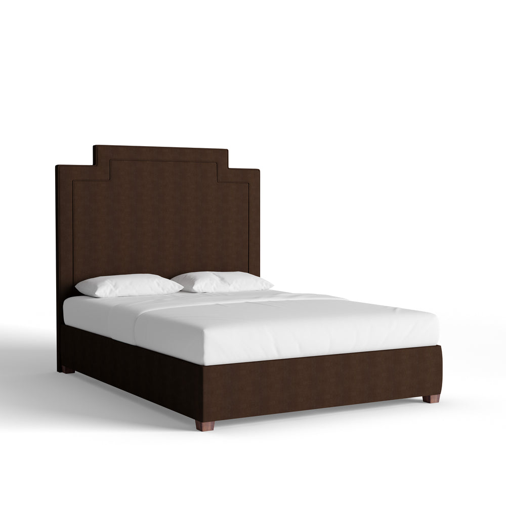 Queen walnut velvet custom on white background