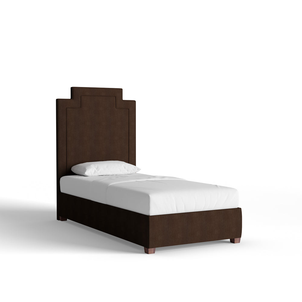 Twin walnut velvet custom on white background