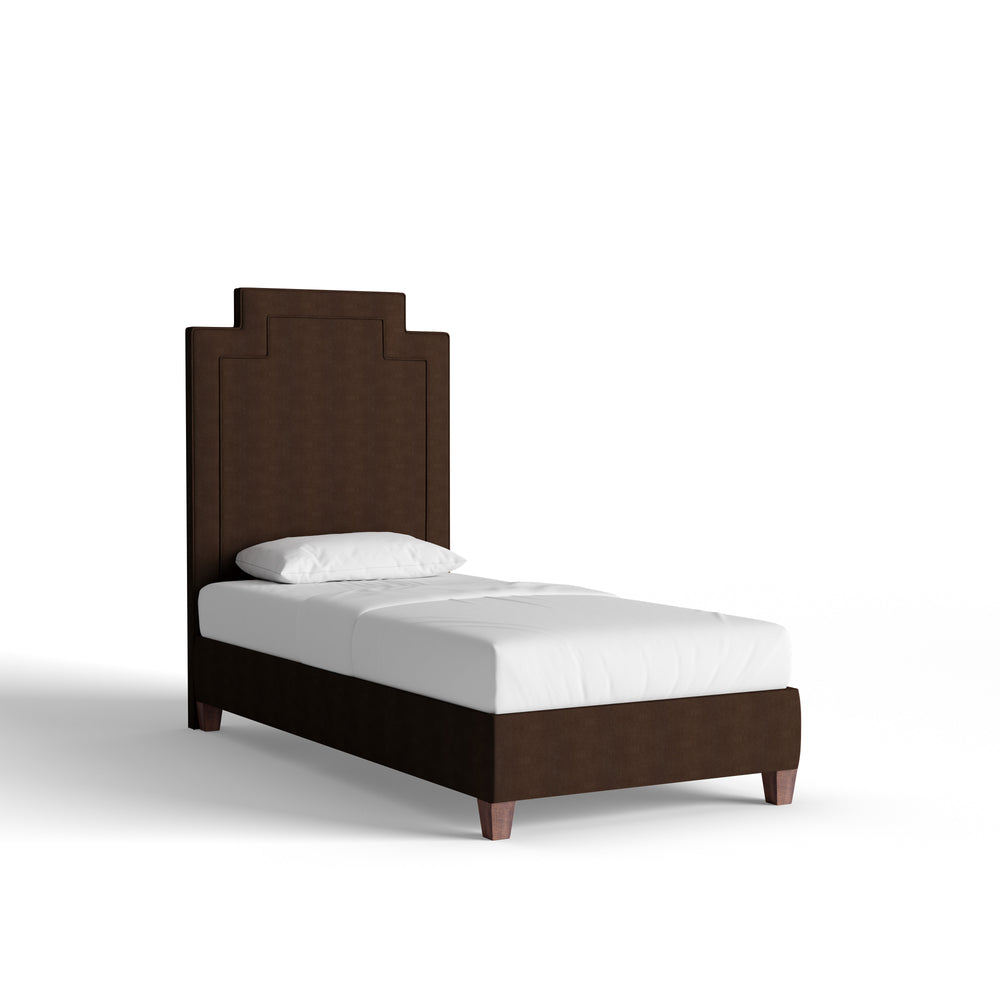 Twin walnut velvet custom on white background