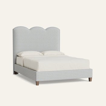 FEATURED: Shown in Queen / 9" Rails / Smoke / Sky Velvet Welt