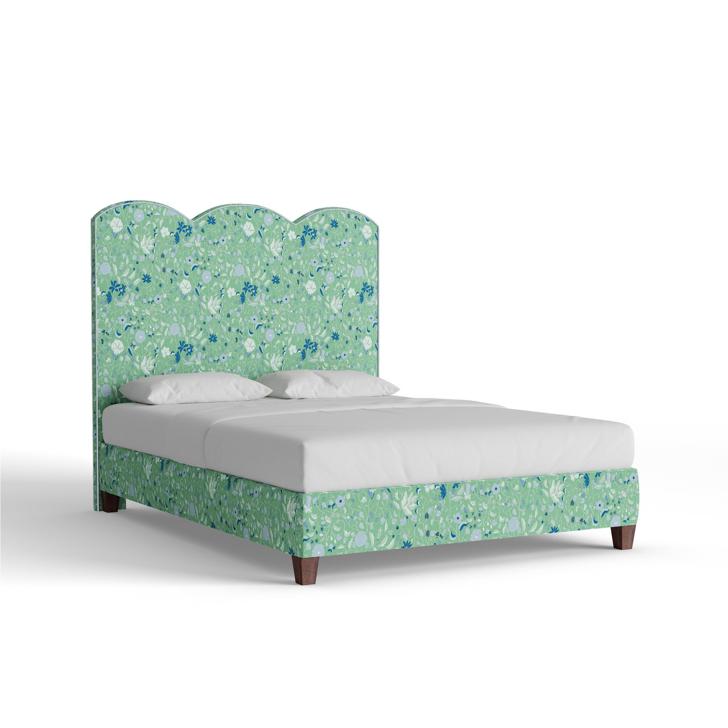 FEATURED: Shown in Queen / 9" Rails / Tobacco / Sky Velvet Welt