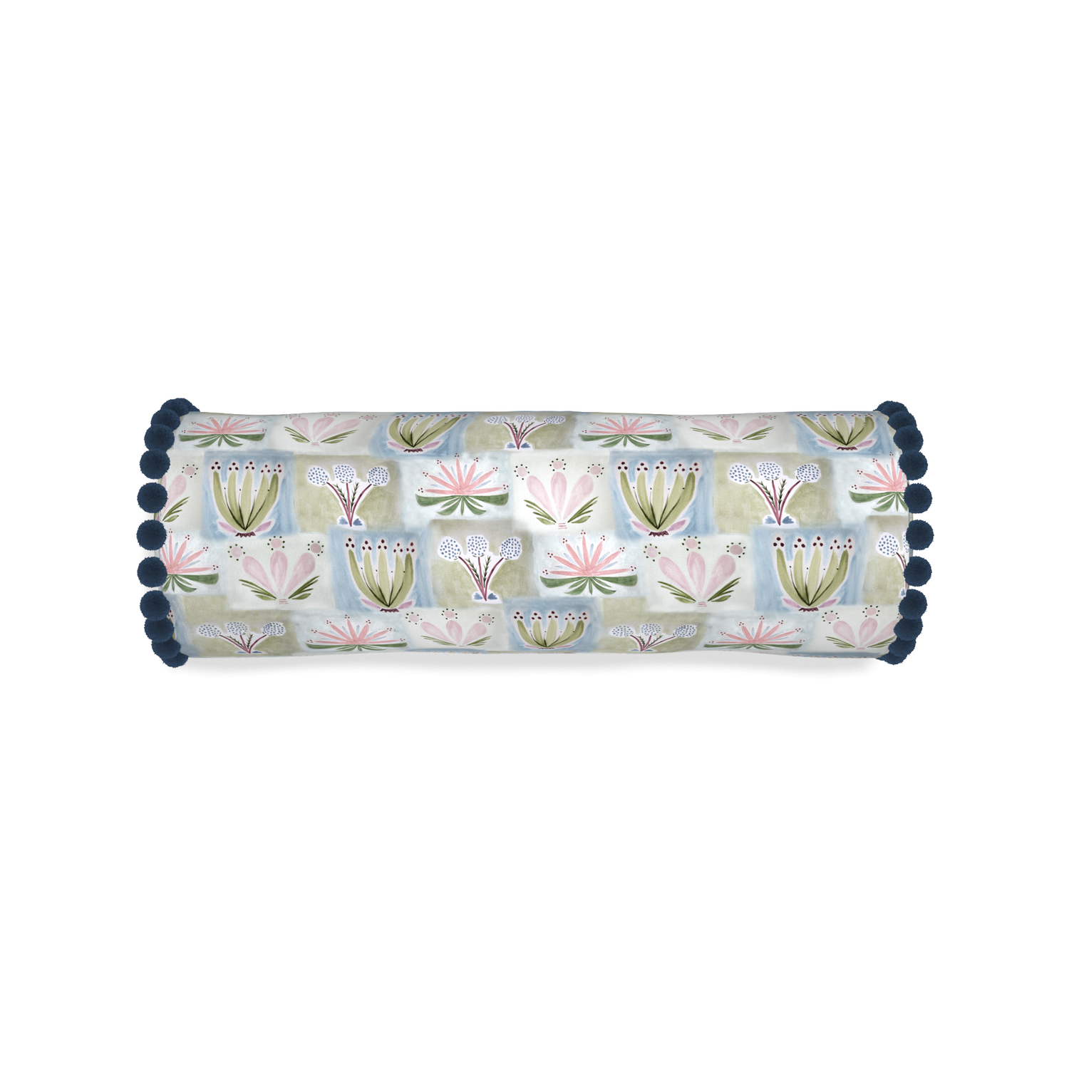 Bolster harper custom hand-painted floralpillow with c on white background