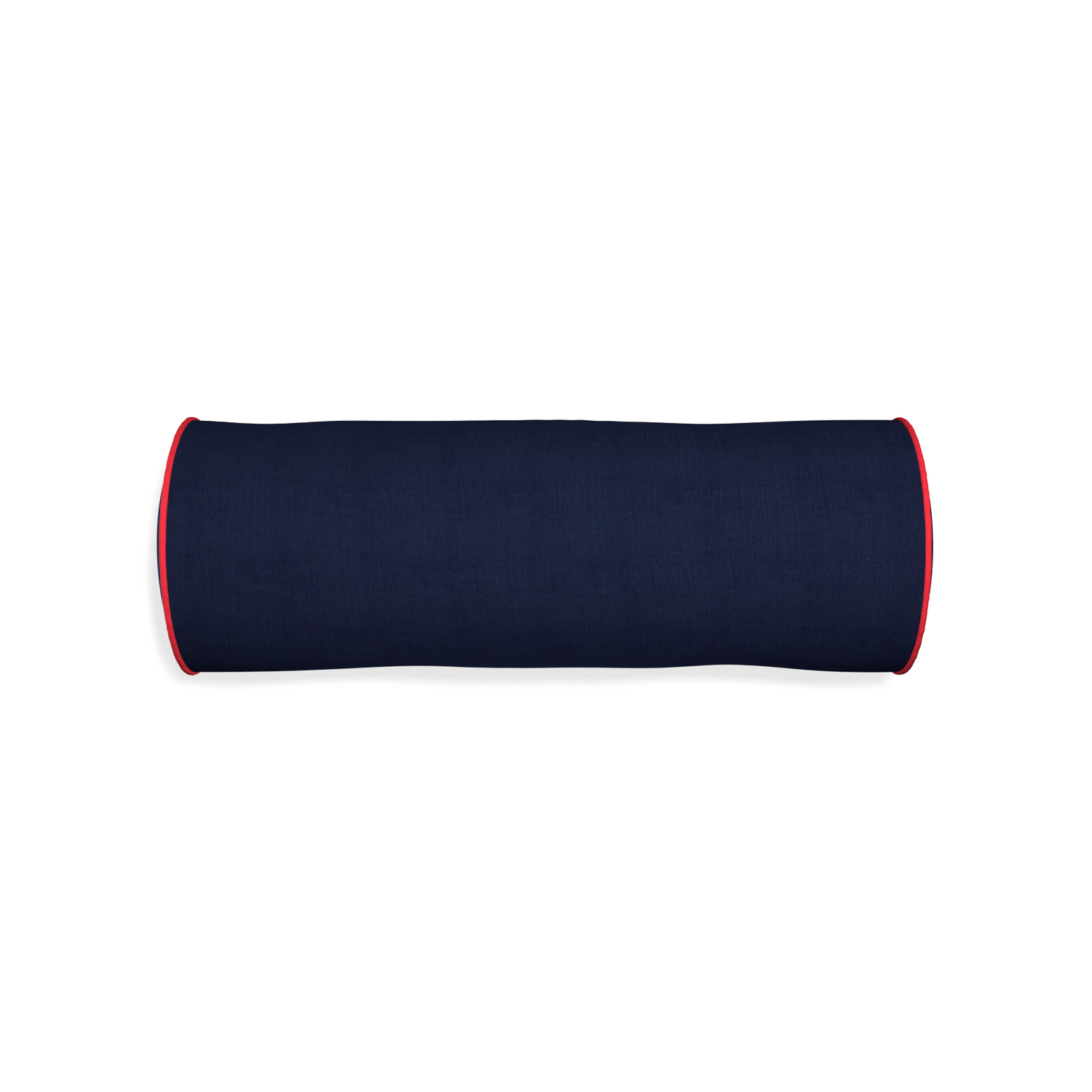 Bolster midnight custom navy bluepillow with cherry piping on white background